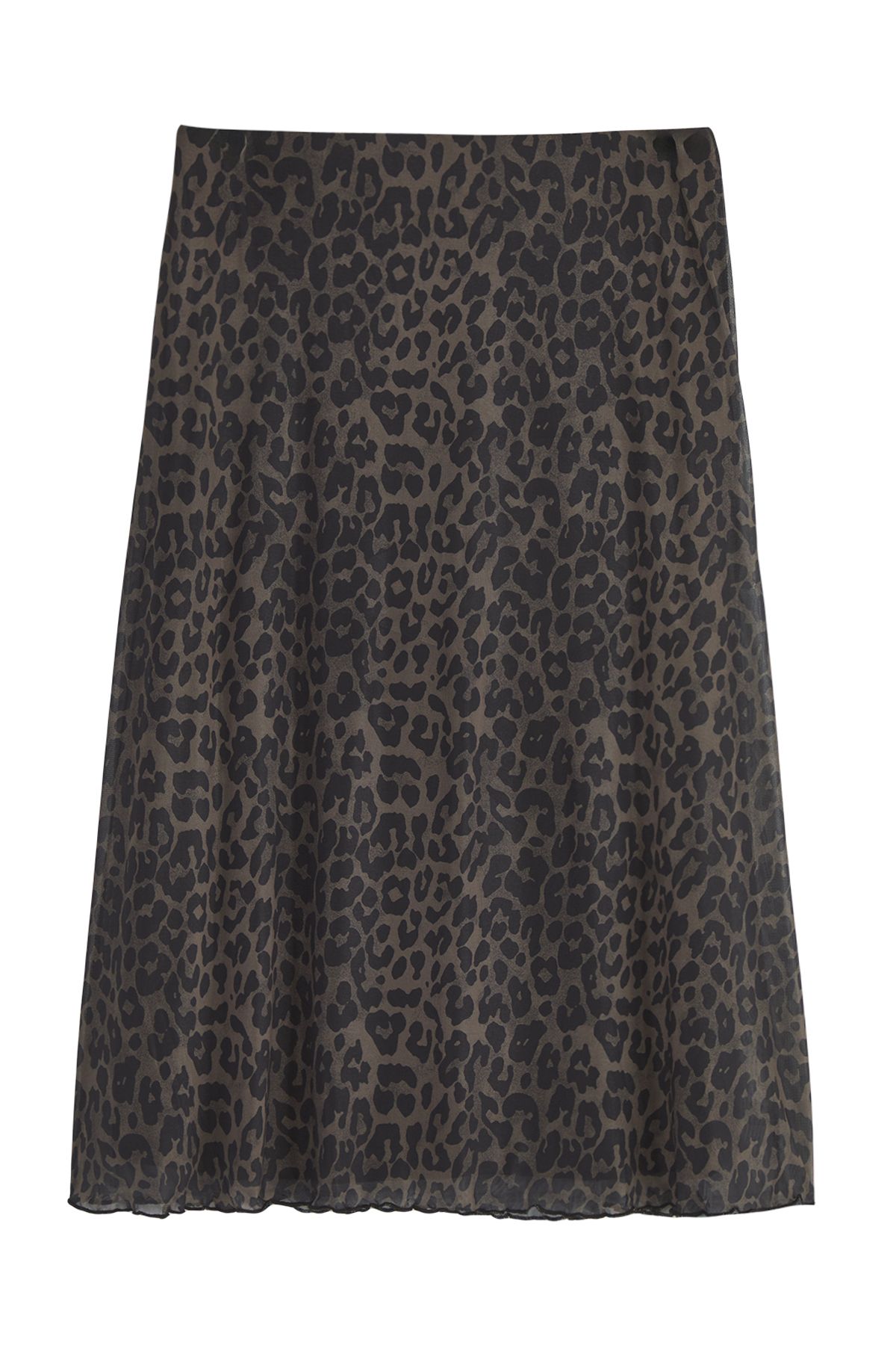 Trendyol Curve-Plus Size Khaki A-Line Leopard Print Tulle Skirt - Tbbaw25Az00006 12