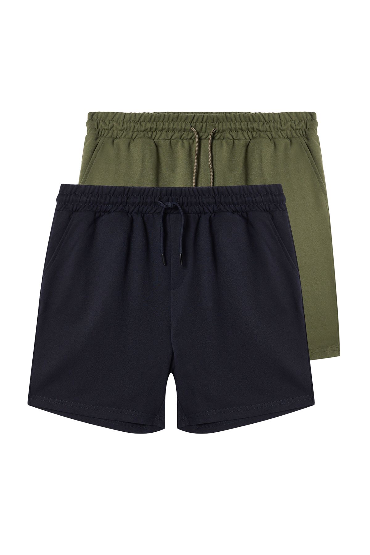 Trendyol Collection Granatowo-khaki, Prosty Krój, 2-częściowy Zestaw Szortów - Tmnss21sr0095 Mężczyzna - L