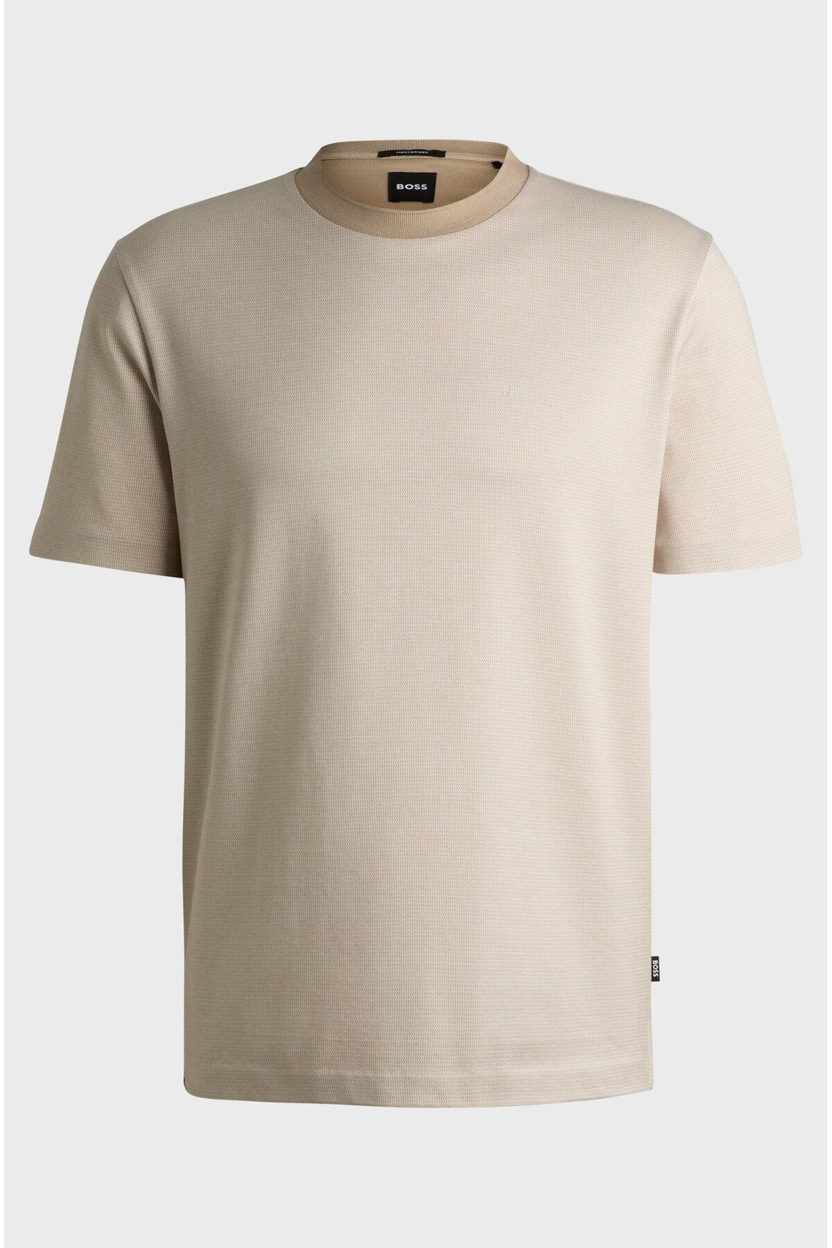 BOSS-Men's Regular Fit Contrast Round Neck Cotton Short Sleeve Beige T-Shirt 50534030 -275 5