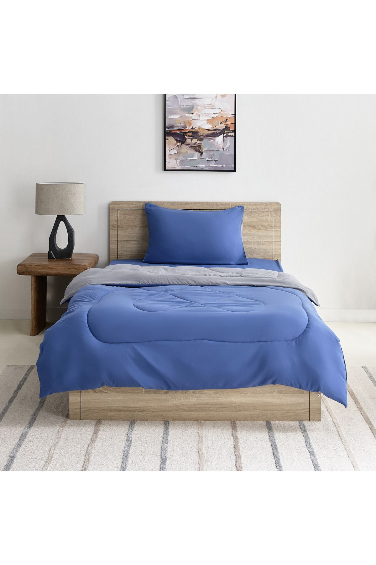 erorex-Derby 2-Piece Reversible Microfiber Single Comforter Set - 135x220 cm 4