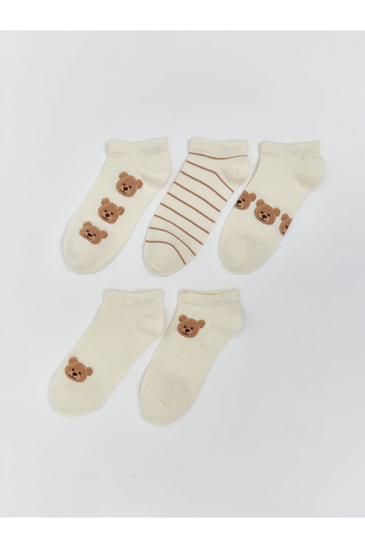 LC Waikiki Yeni Sezon Ayi Teddy Baskili Kadin Patik Corap 5'li - S5M712Z8