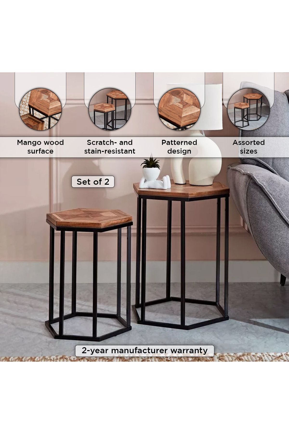 erorex-Chevron Nest of Tables - Set of 2 4