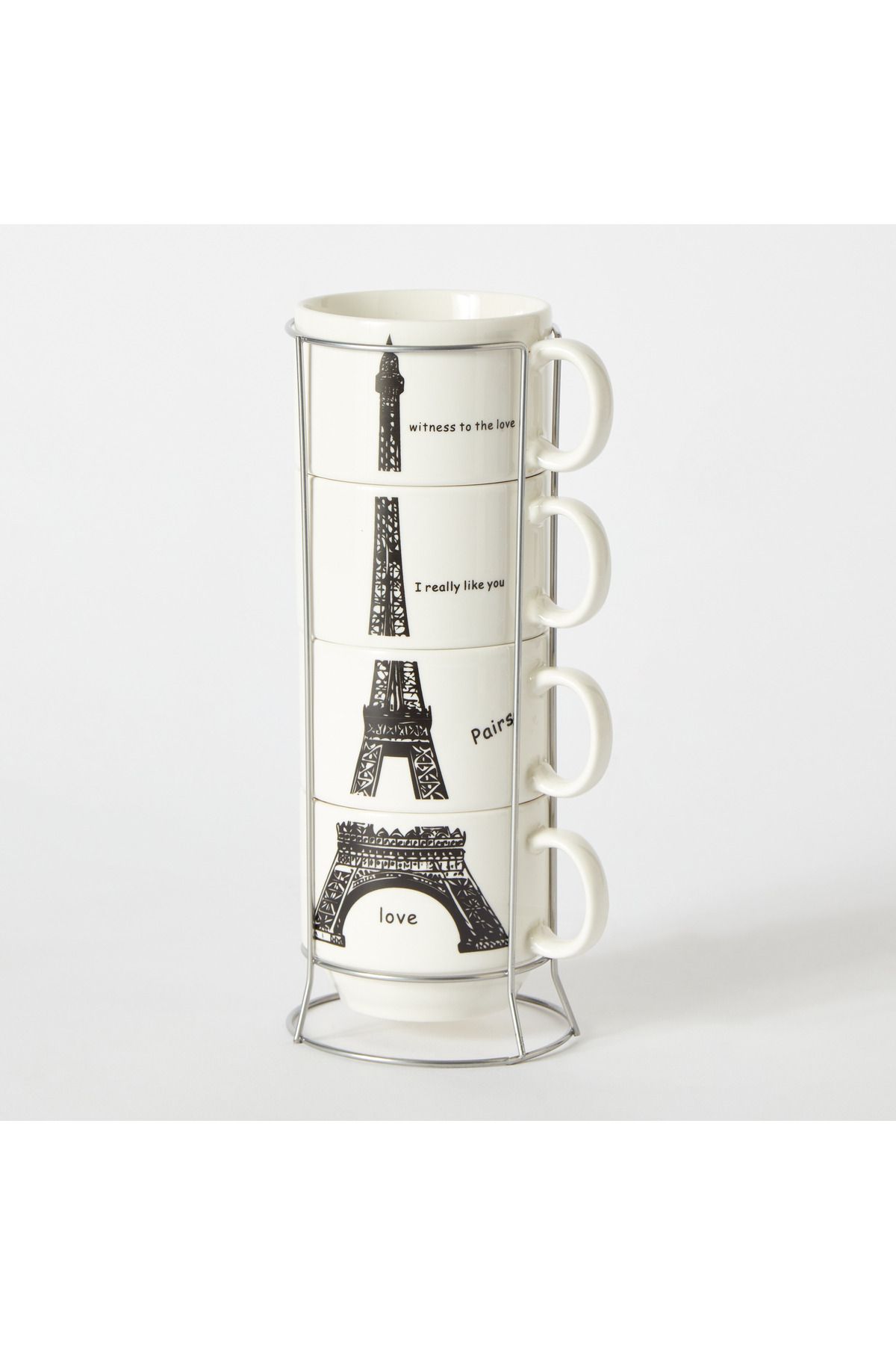 erorex-Neo 5-Piece Eiffel Tower Mug Set with Stand 5
