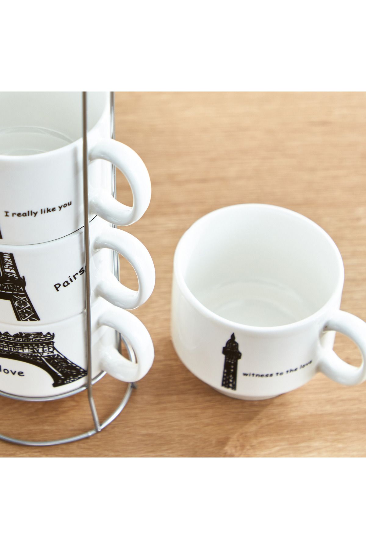 erorex-Neo 5-Piece Eiffel Tower Mug Set with Stand 4