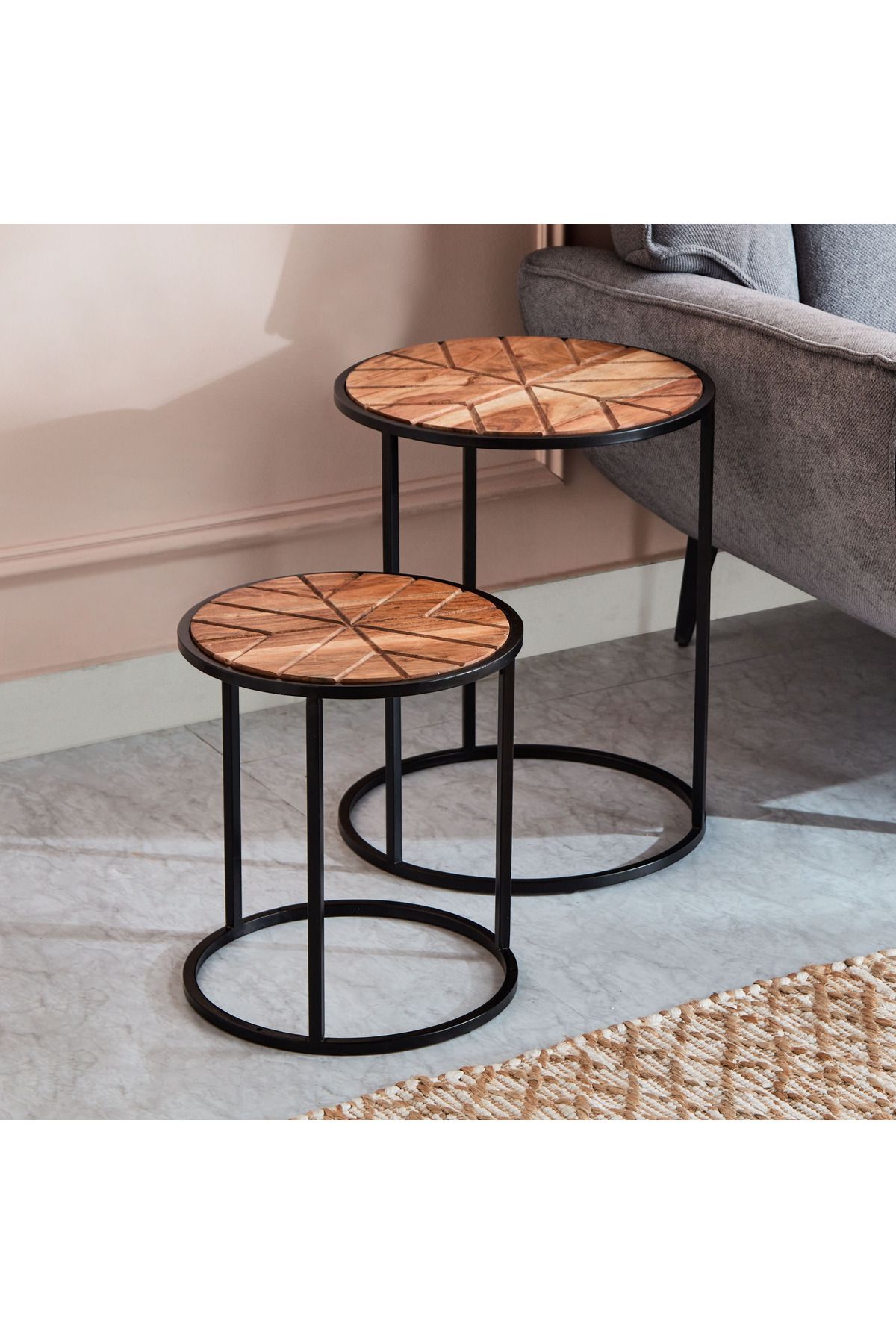 erorex-مجموعة طاولات Swathe Nest of Tables - مكونة من قطعتين 2