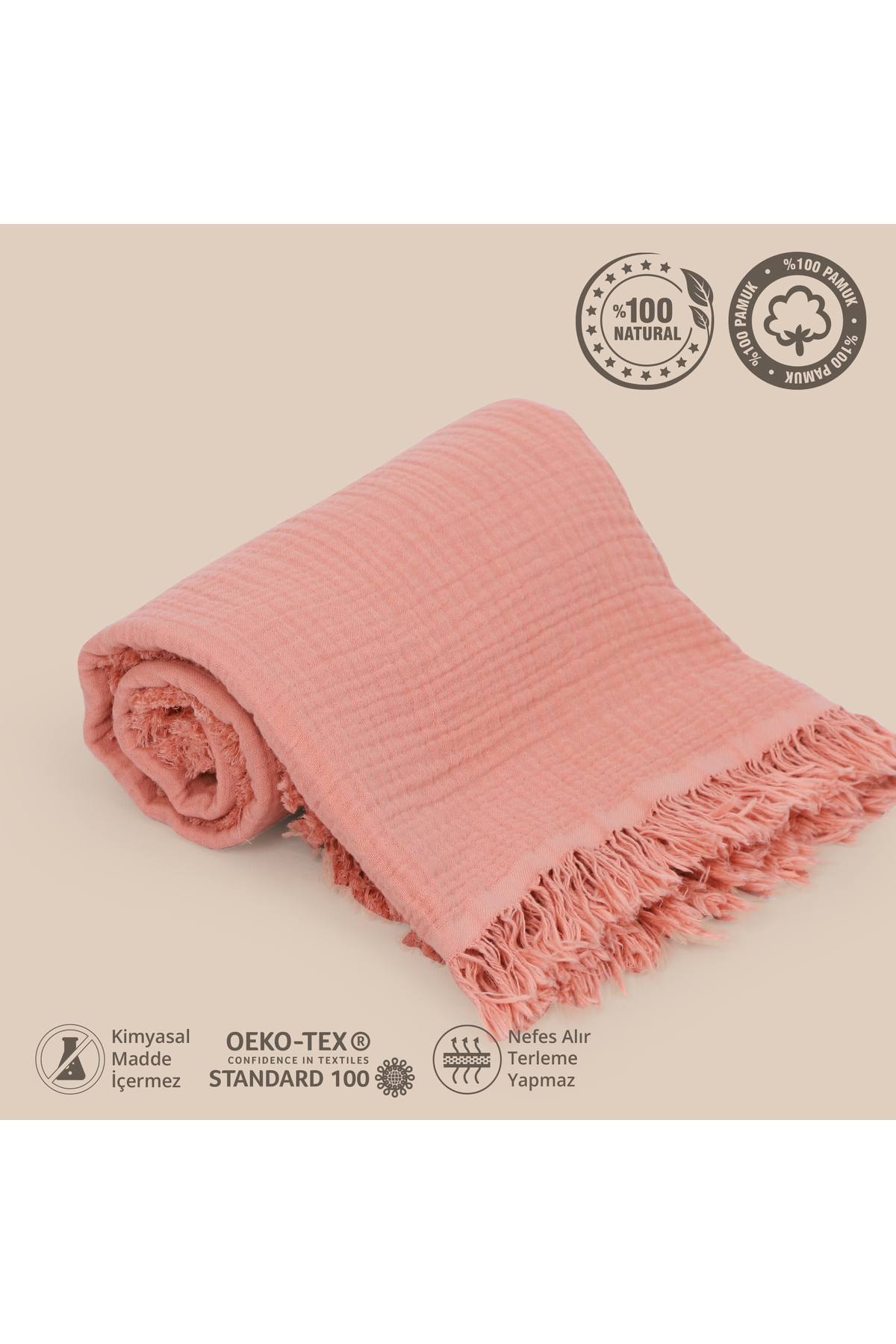 Huggy Mercan 4 Katlı Müslin Bebek Battaniyesi – 100x130 %100 Pamuk, Kız Bebek Uyumlu fotoğrafı 7 (önizleme)