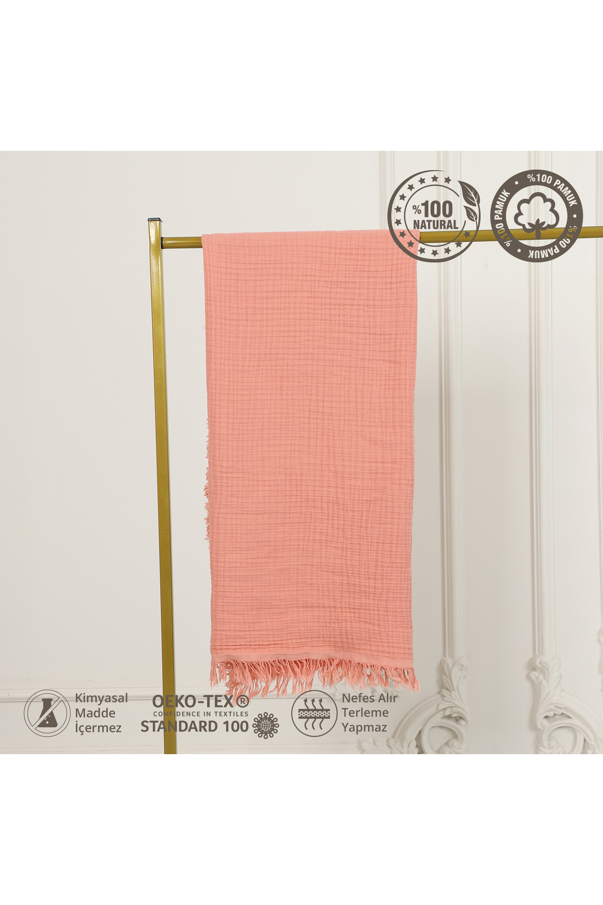 Huggy Mercan 4 Katlı Müslin Bebek Battaniyesi – 100x130 %100 Pamuk, Kız Bebek Uyumlu fotoğrafı 6 (önizleme)