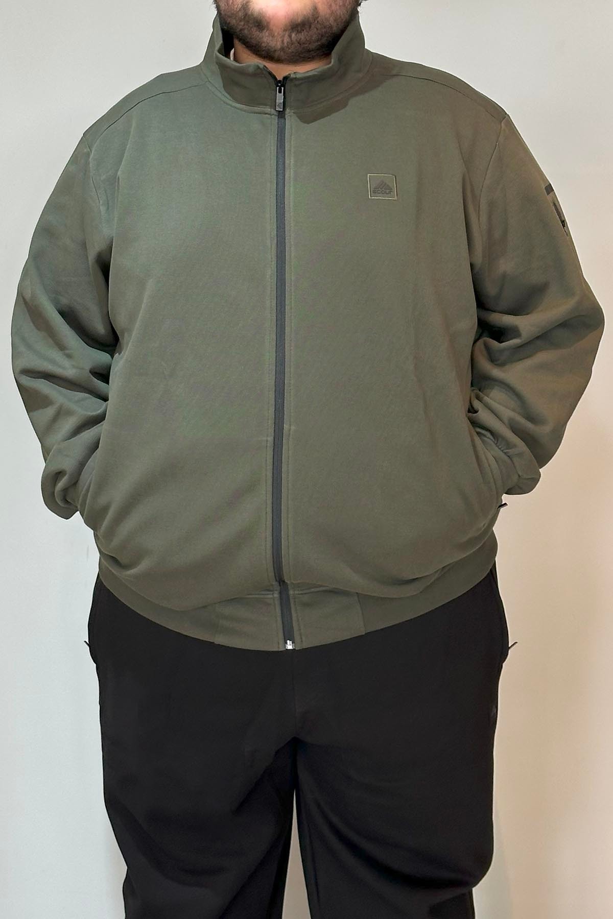 رمسا تاپ ورزشی مردانه طرح دار نخی سایز بزرگ کد ۲۴۷۲۳ خاکی