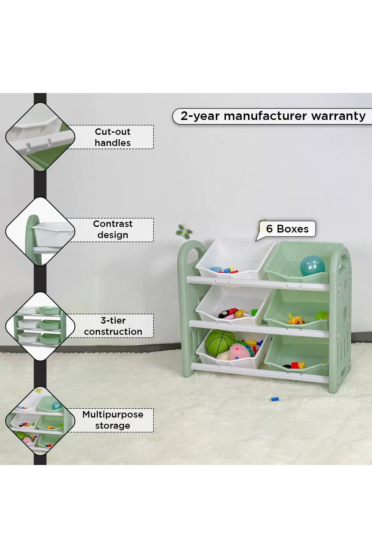 erorex-Iris Delta 3-Tier Toy Organiser with 6 Boxes 4