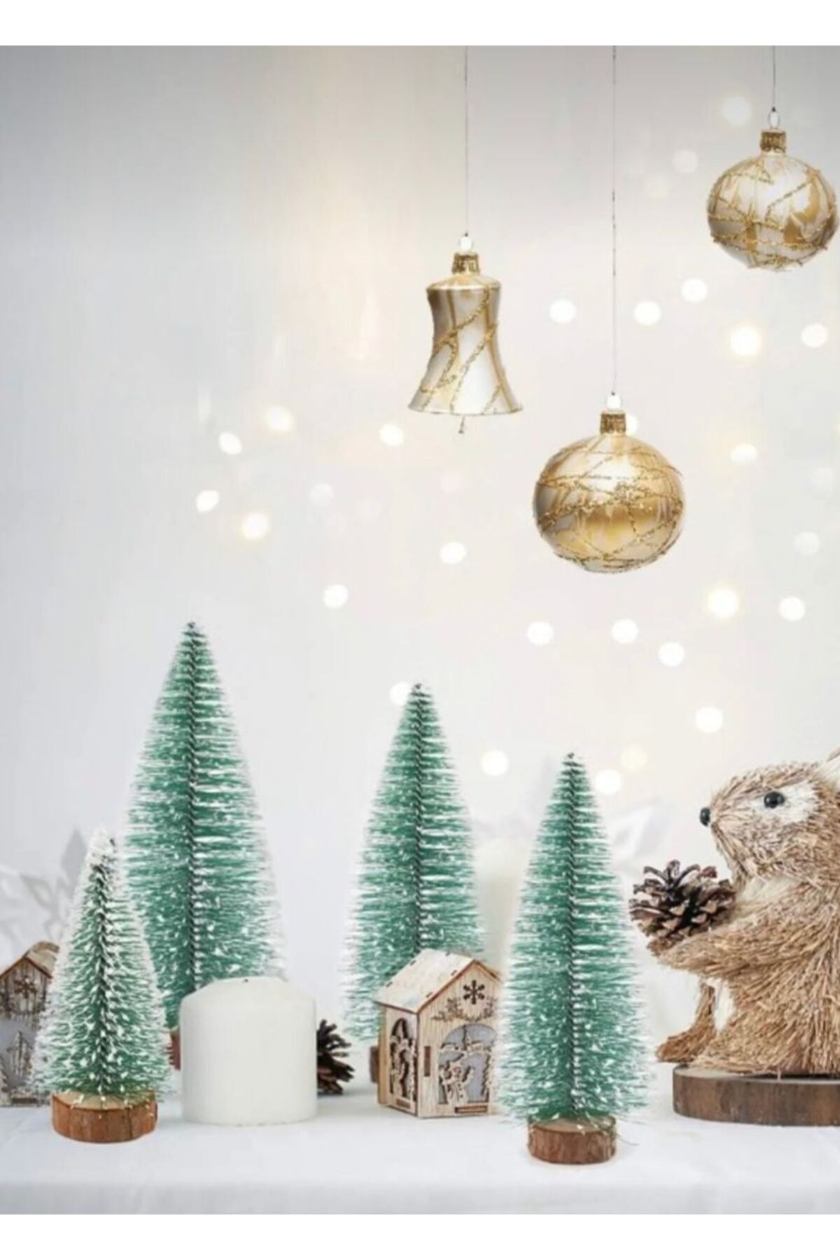 OZN AKSESUAR Minyatür Yılbaşı Karlı Çam Ağacı 5'li set