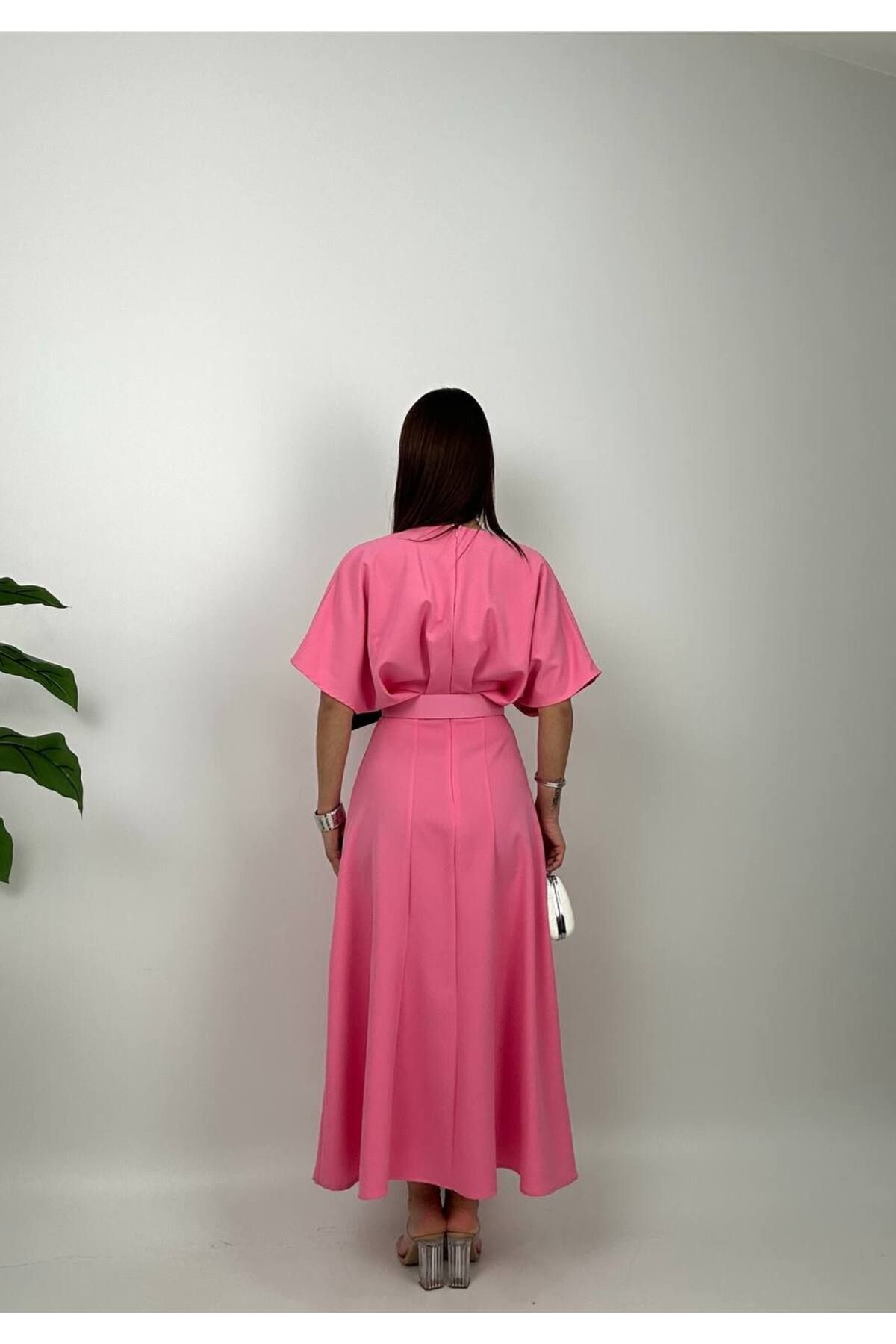GİZONLY-Belt Detailed Dress 5