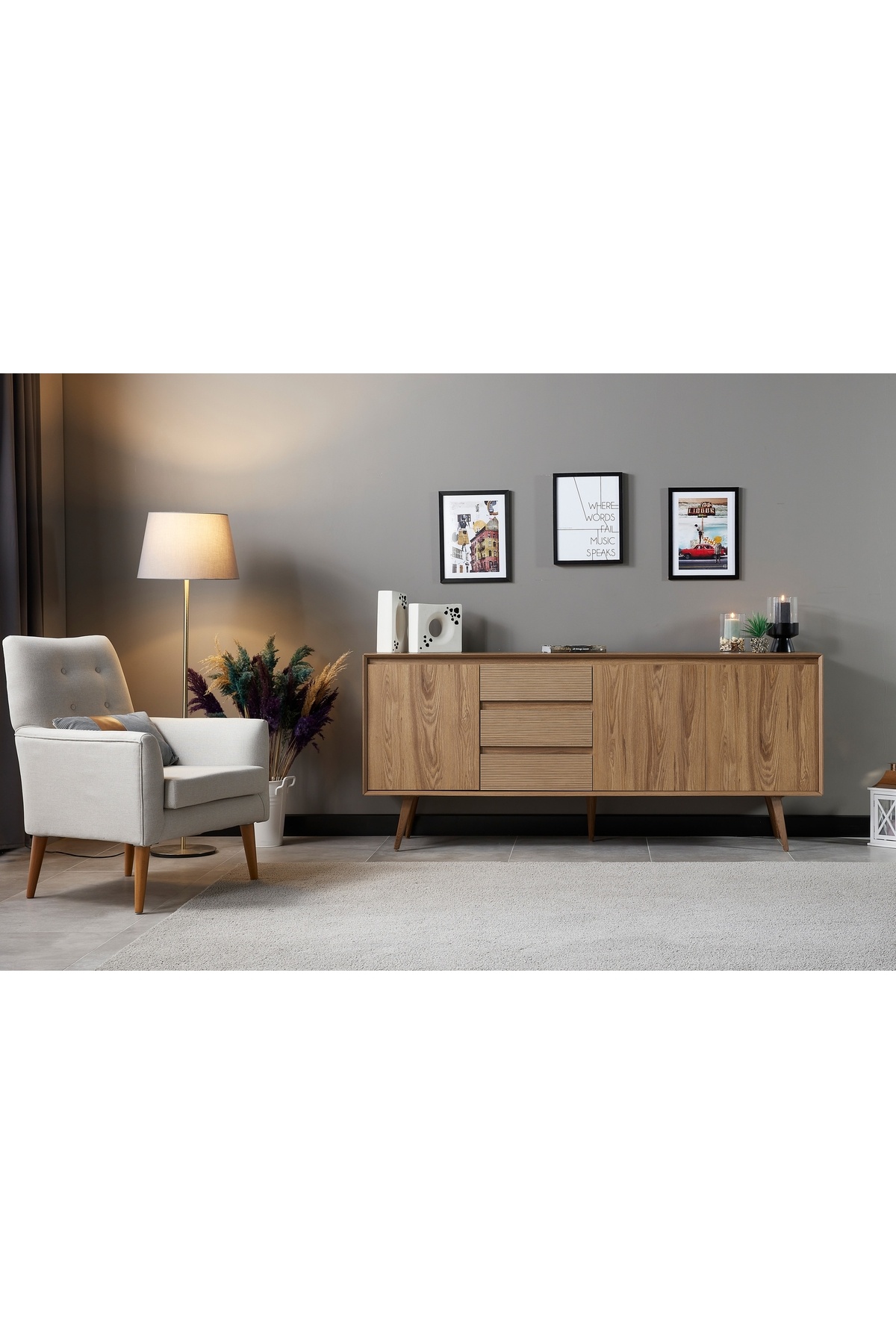 Vivense Avona Konsol, 3 Kapaklı 3 Çekmeceli