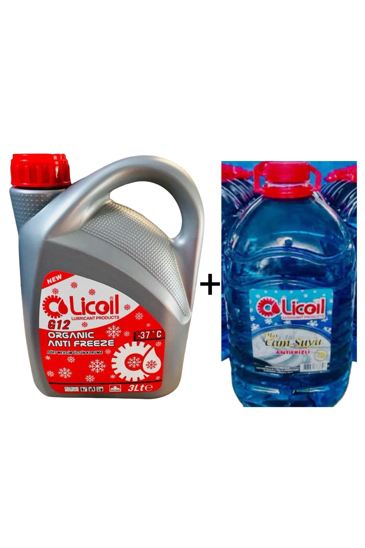 LİCOİL Licoil Organik G12 Kırmızı Antfriz -37C  3 LT + Oto Cam Suyu 5 Lt -12 C