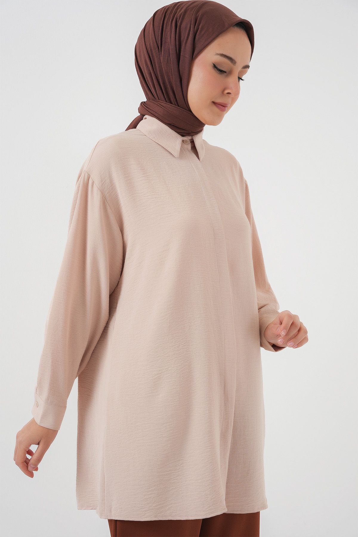 Bigdart-Women's Long Orange Tunic 5945 Model 3