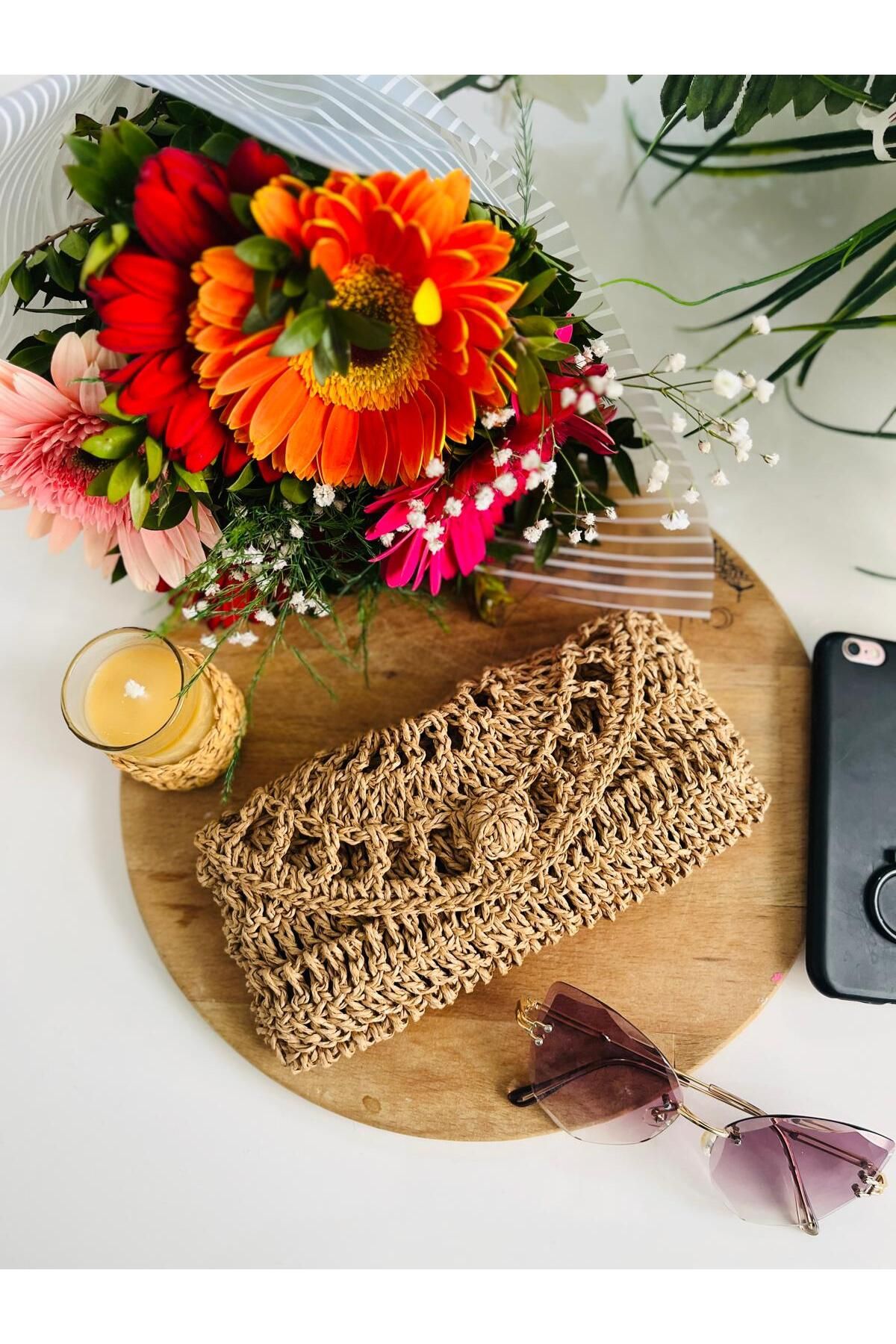 PİNKBAG Handmade Hasır Gözlük ve Telefon Kılıfı