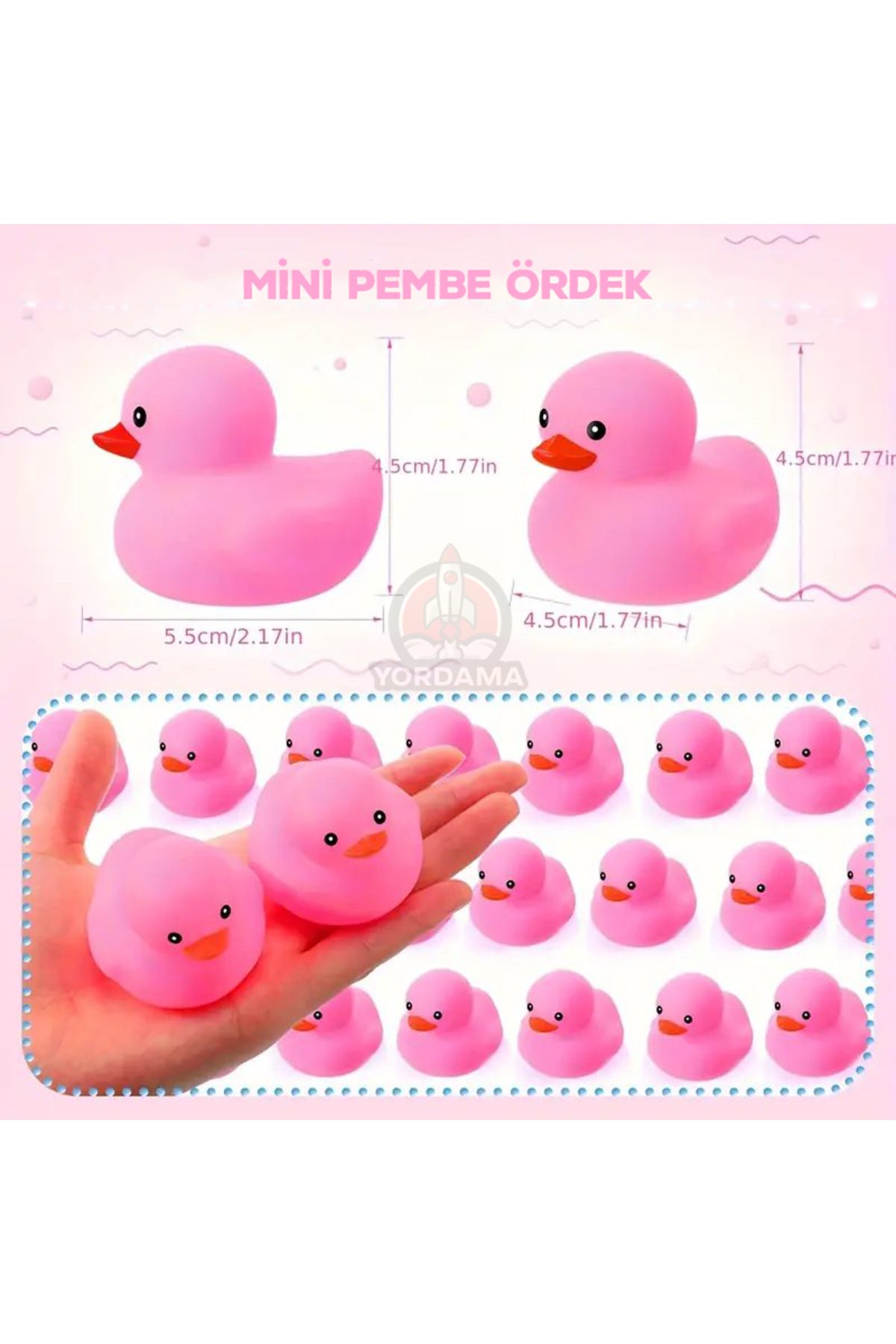 yordama 2'li Mini Pembe Bebek Banyo Ördeği fotoğrafı 2 (önizleme)