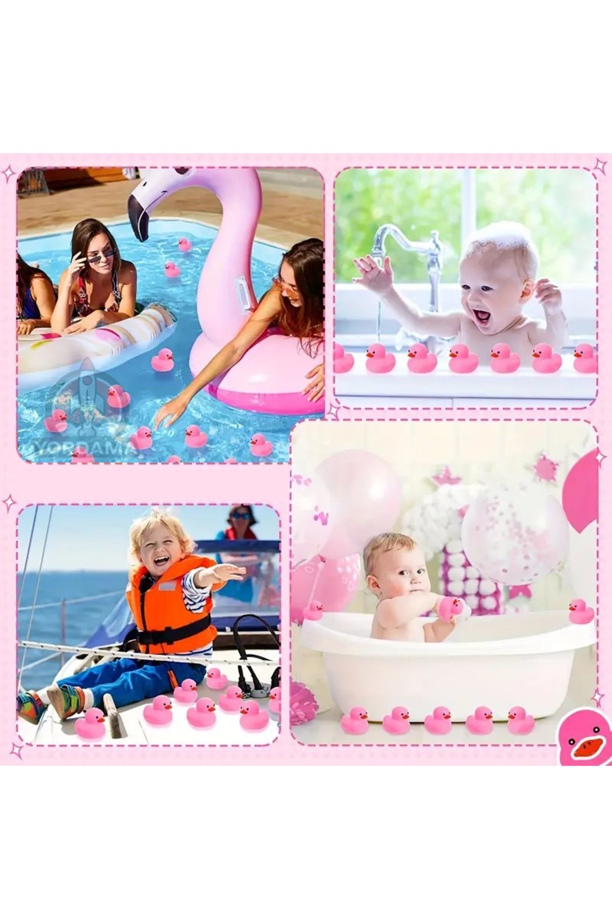 yordama 2'li Mini Pembe Bebek Banyo Ördeği fotoğrafı 4 (önizleme)