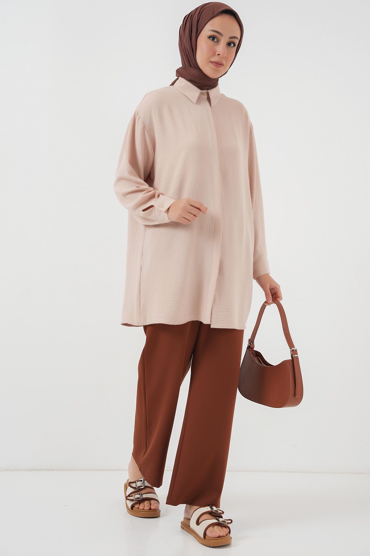 Bigdart-Women's Long Orange Tunic 5945 Model 2