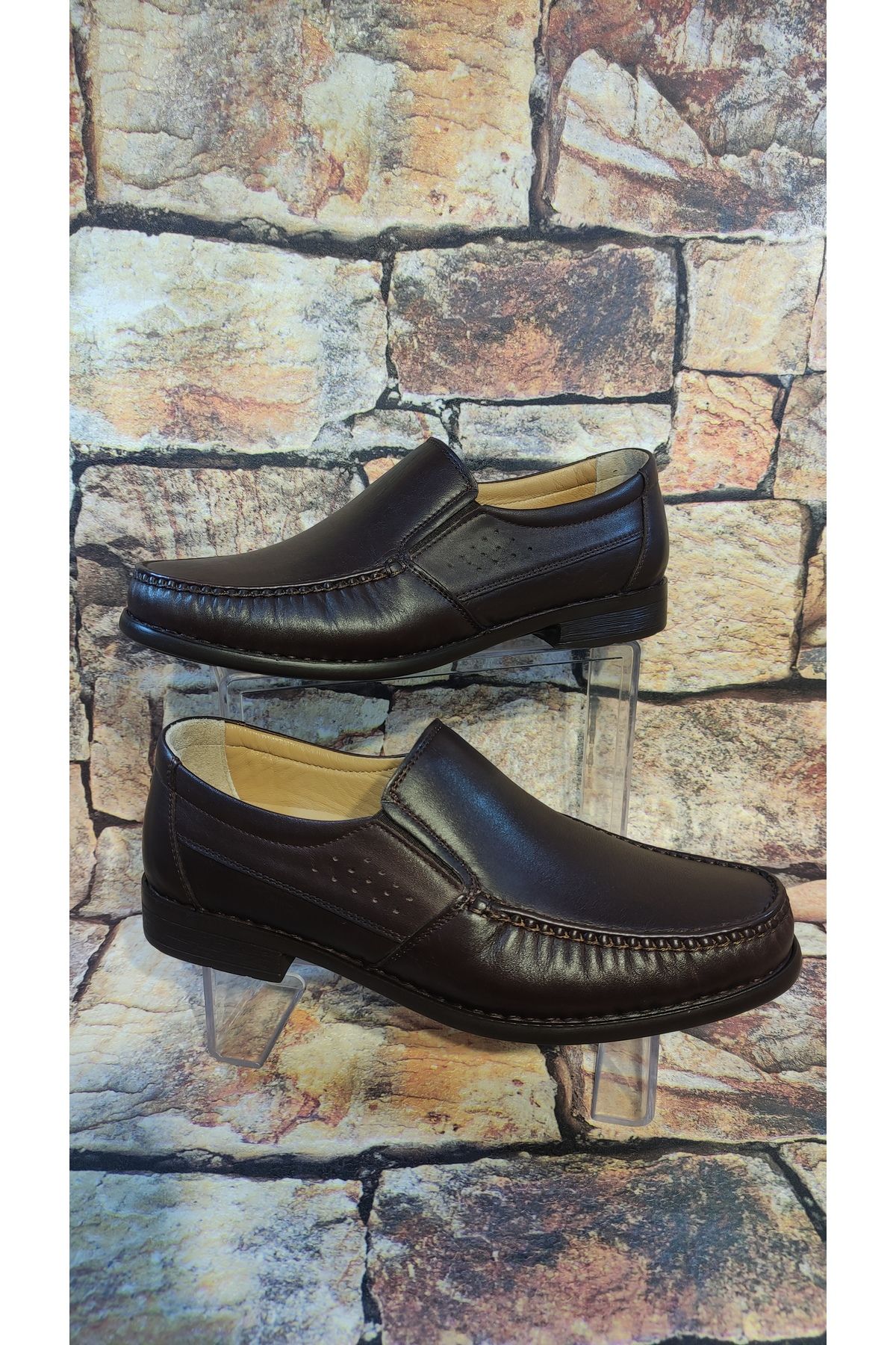 Özkan Ayakkabı-100% Genuine Leather Ultra Orthopedic Casual Daily Dad Shoes 1