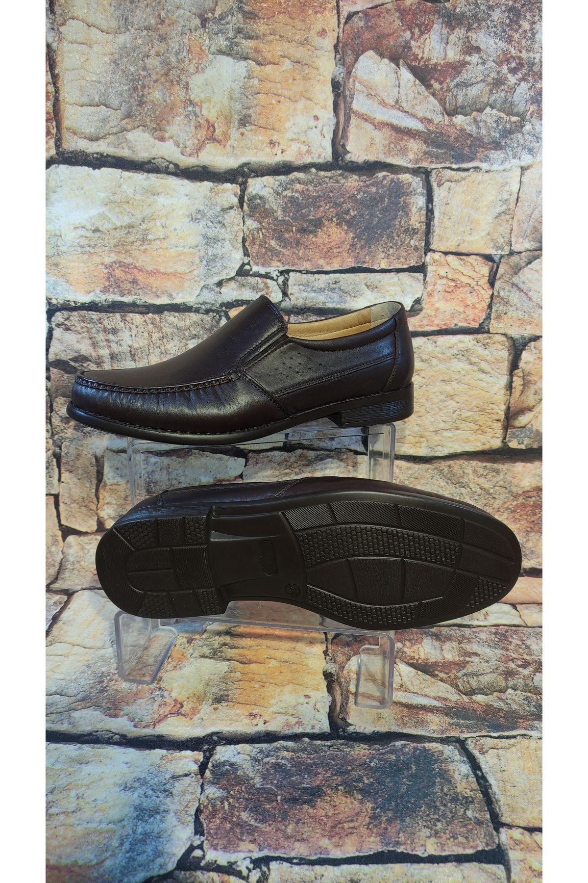 Özkan Ayakkabı-100% Genuine Leather Ultra Orthopedic Casual Daily Dad Shoes 2