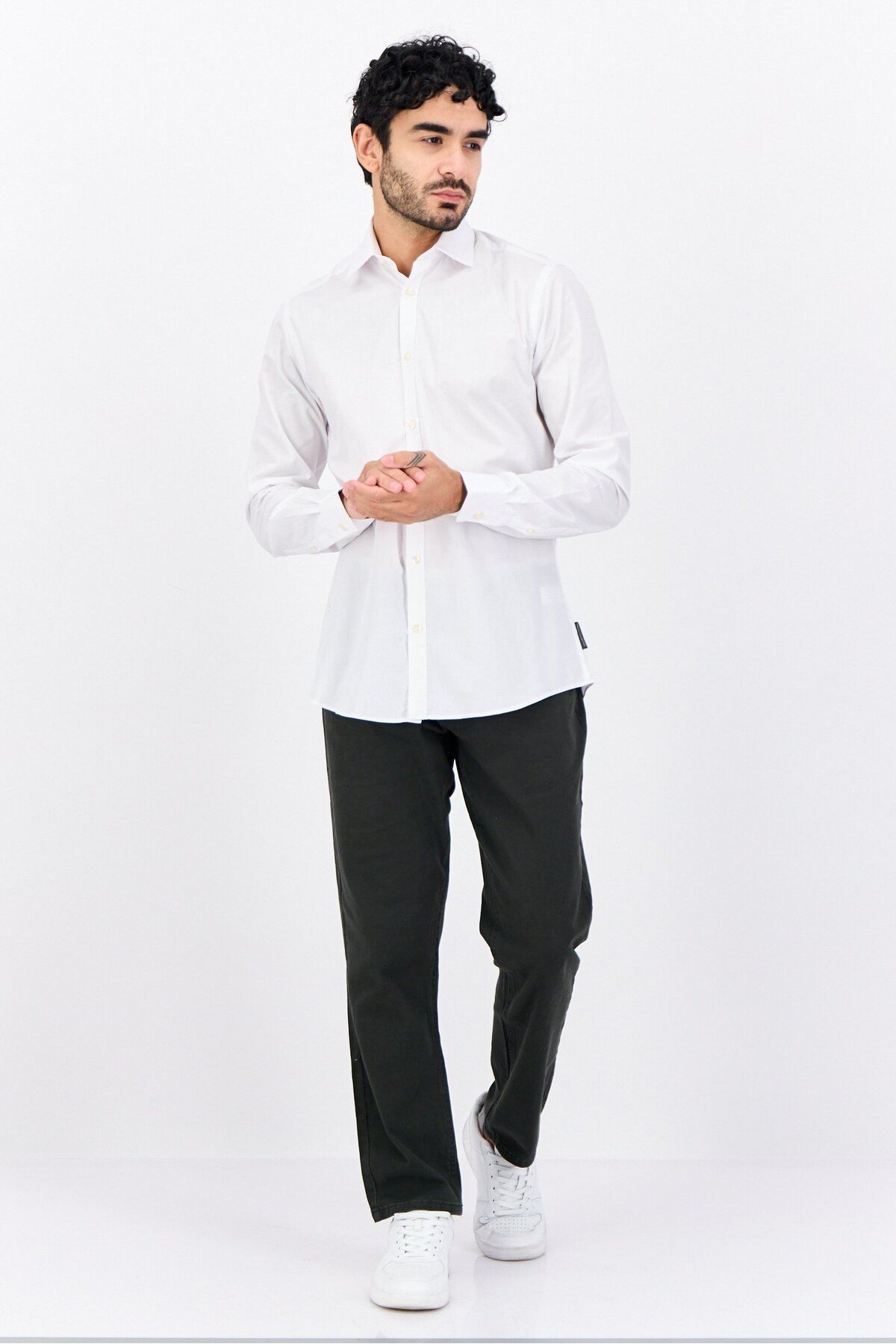 French Connection-Men 2 Pcs Regular Fit Solid Long Sleeves Casual Shirt, White 4