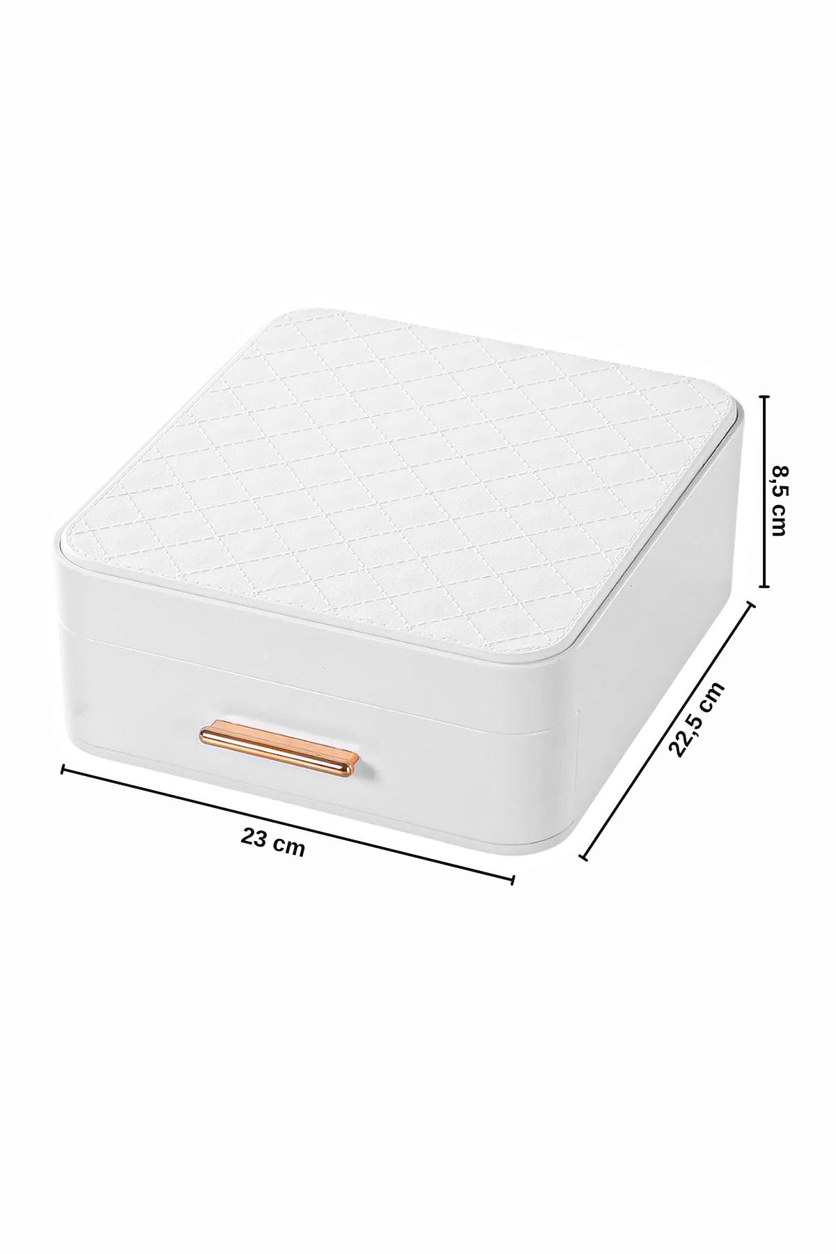 Kitchen Life-Organizator de bijuterii pentru machiaj cu oglindă cu 9 compartimente și sertar / Organizator de machiaj ușor de deschis și închis 3