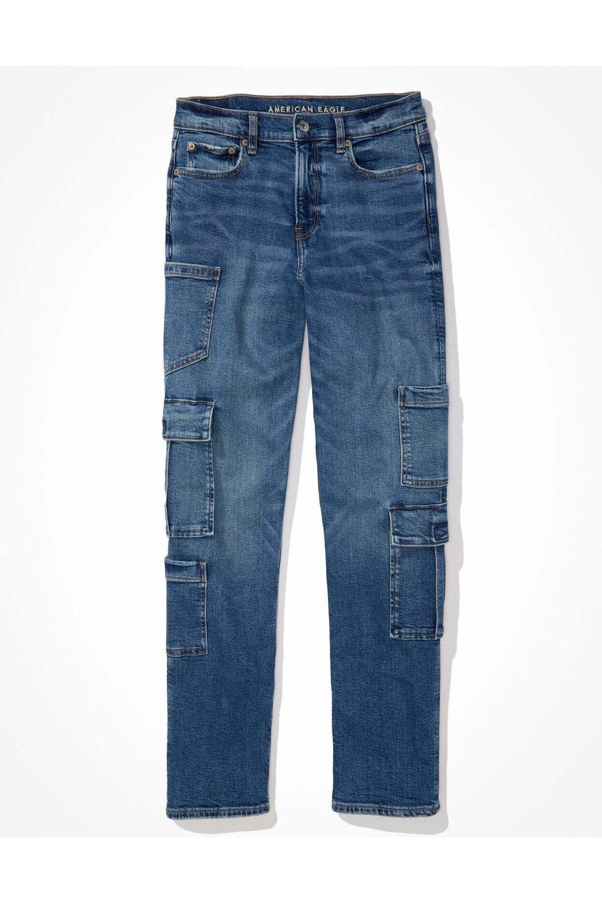 AMERICAN EAGLE-AE Stretch Super High-Waisted Baggy Straight Cargo Jean 5