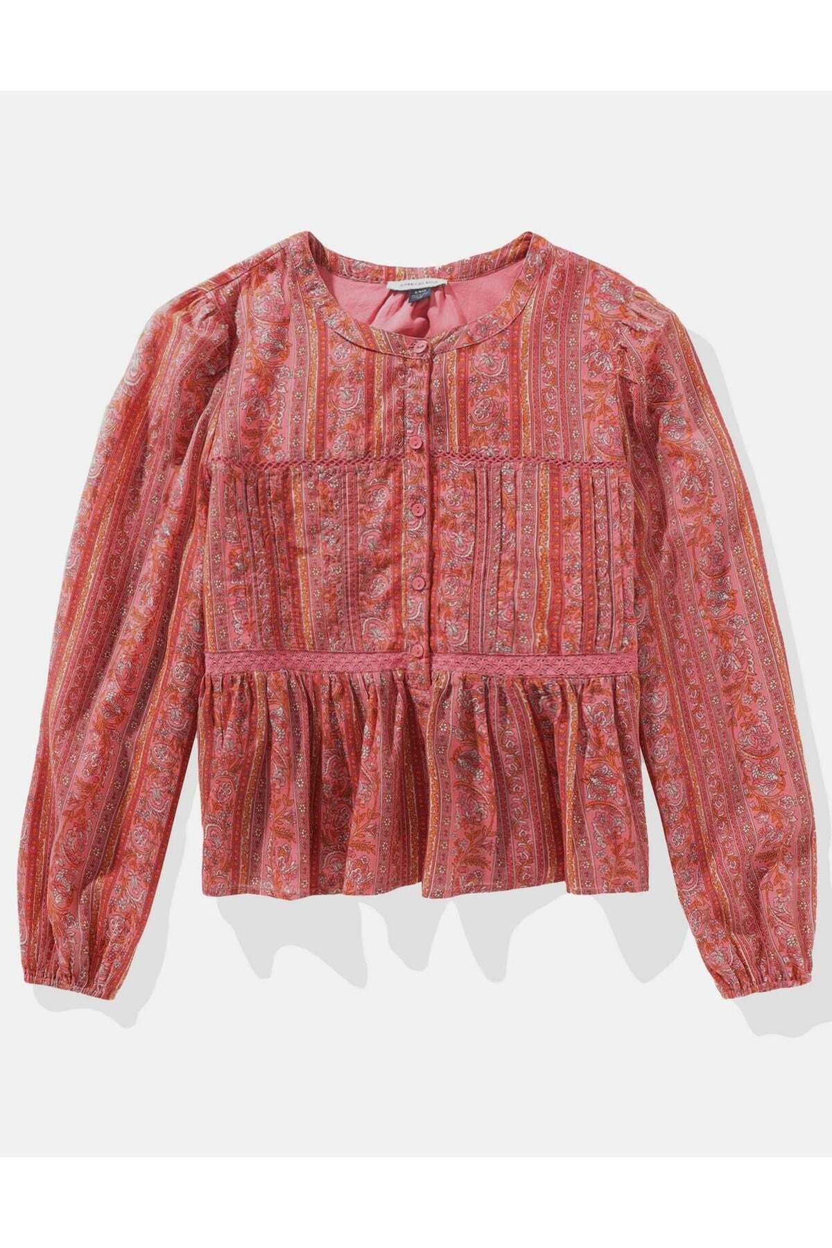 AMERICAN EAGLE-Ae Long-sleeve Babydoll Blouse 3