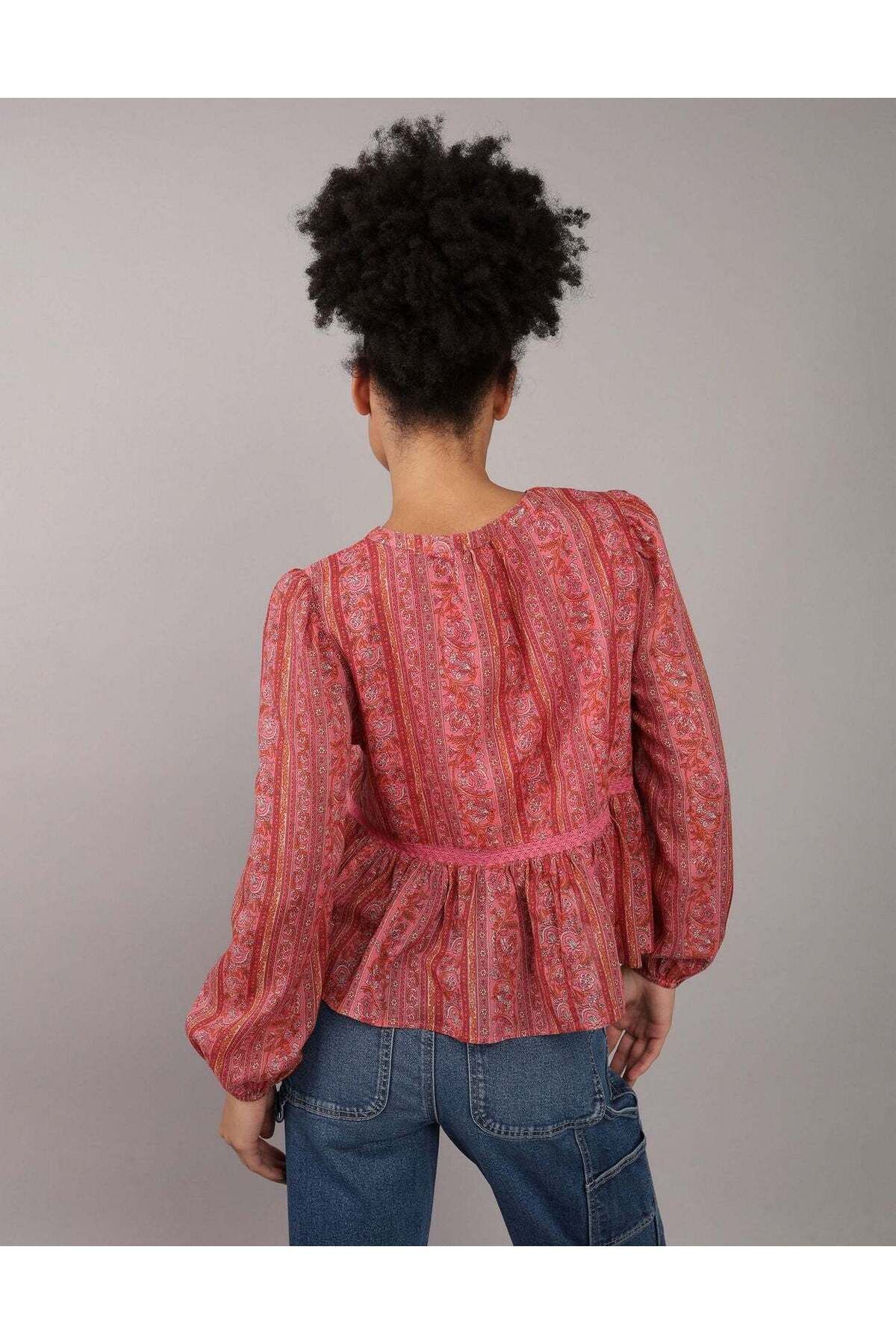 AMERICAN EAGLE-Ae Long-sleeve Babydoll Blouse 2