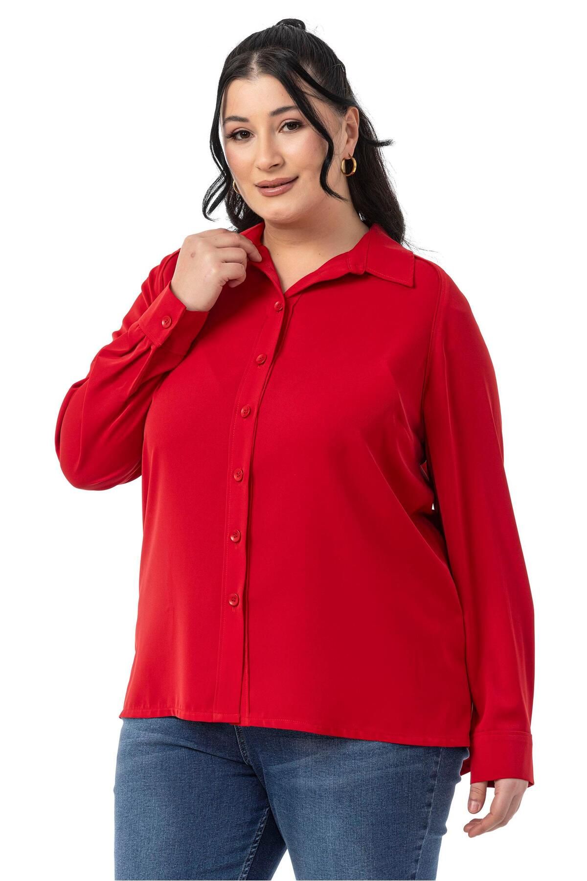 DISENTIS MODEST-Large Size Raglan Sleeve Red Shirt 5