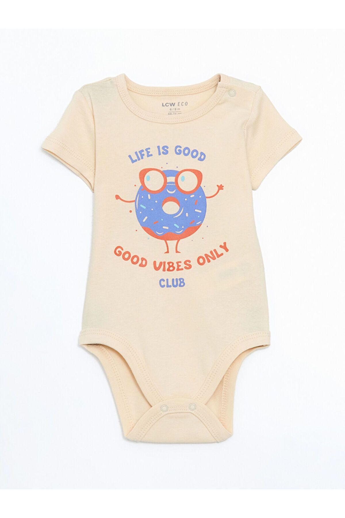 LC Waikiki Yeni Sezon Bisiklet Yaka Baskili Erkek Bebek Citcitli Bodysuit - S5GQ39Z1