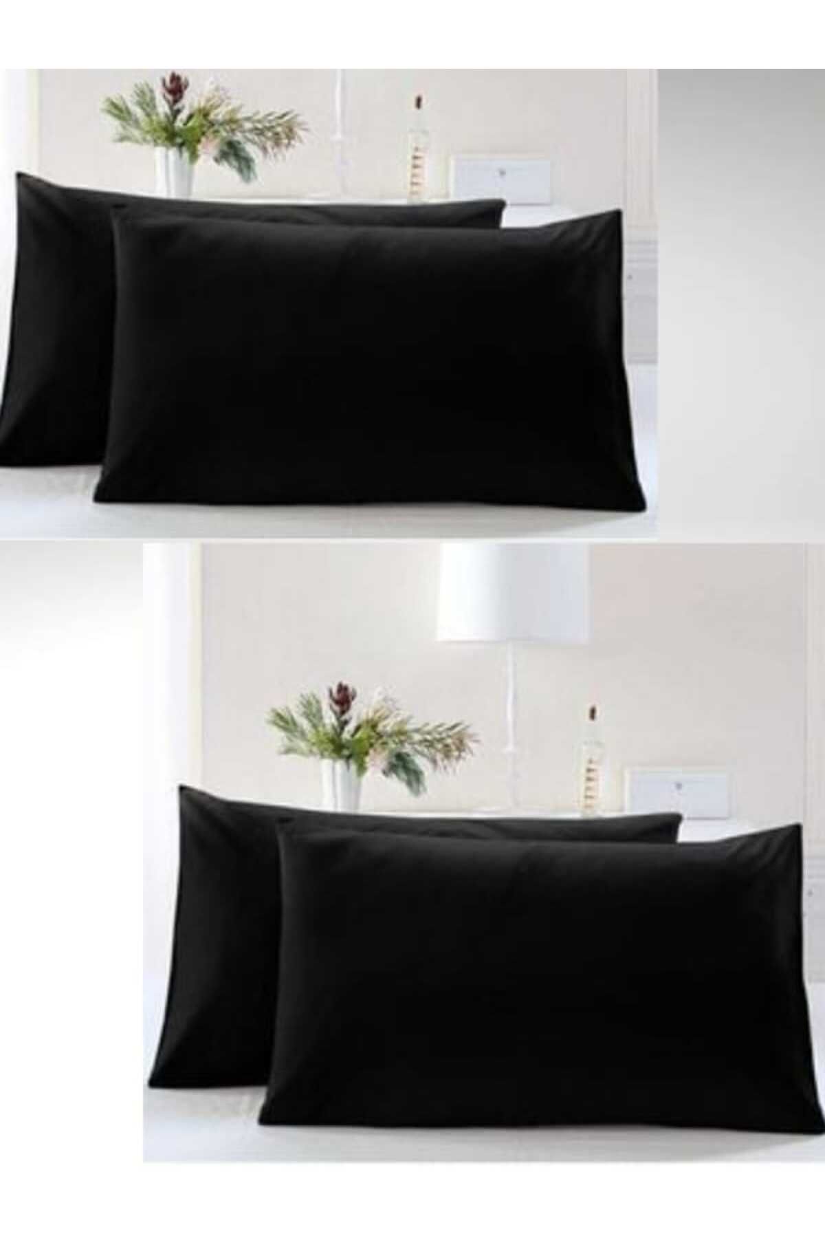 kalitem çarşafçı-4 Pieces of Combed Cotton Cover 100% Cotton Pillow Case - Black 1