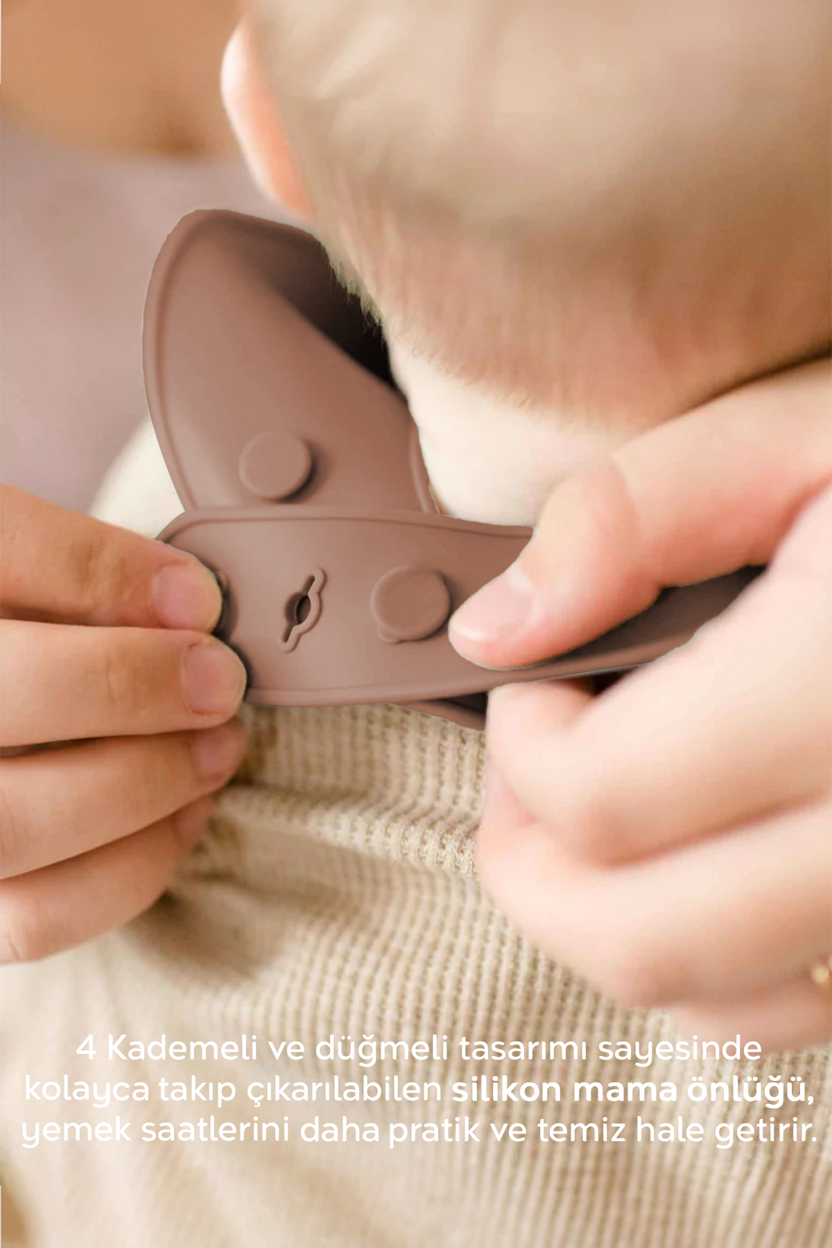 Meleni Baby 4'lü Silikon Beslenme Seti - Bebek Mama Önlüğü, Mama Kaşığı, Kulplu Bardak, Vakumlu Tabak Kahverengi fotoğrafı 4 (önizleme)