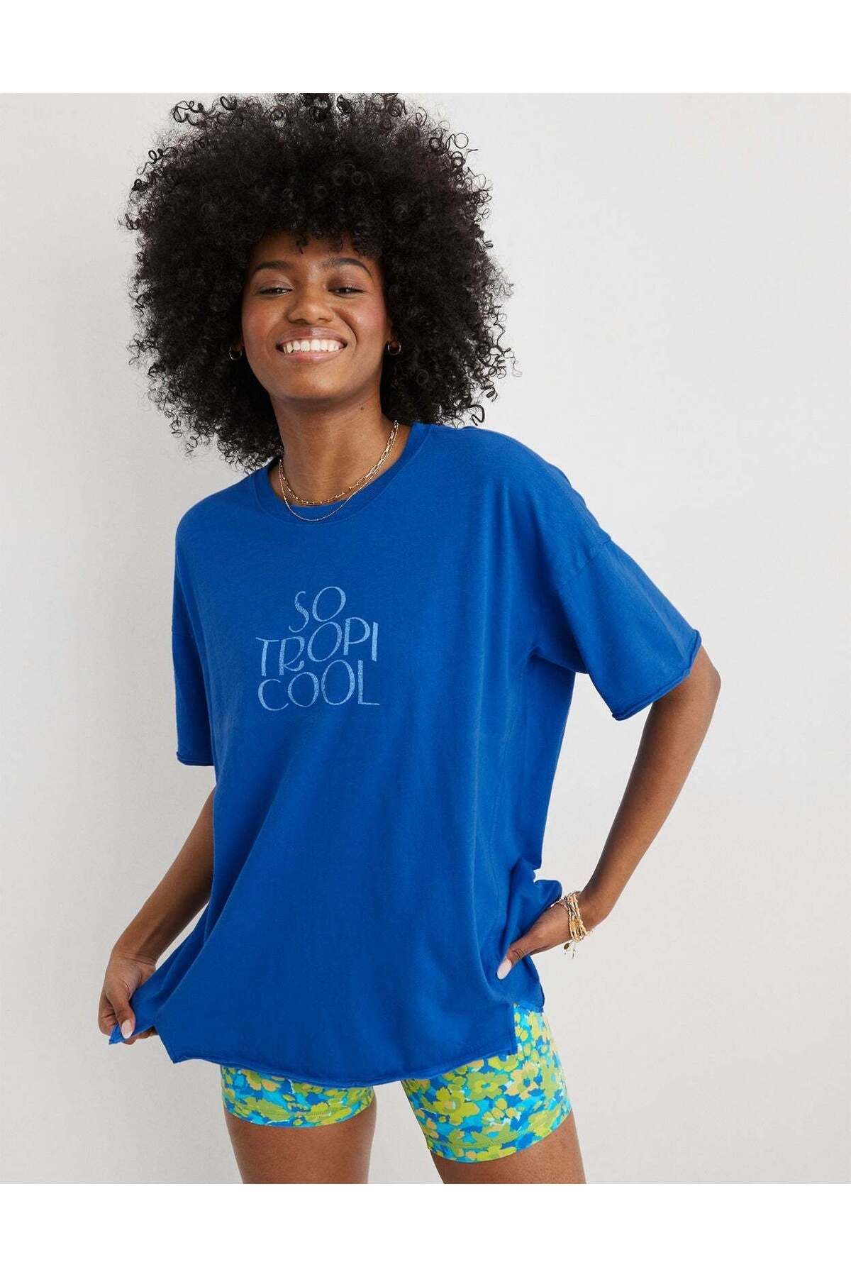 AMERICAN EAGLE-Aerie Graphic Oversized Boyfriend T-Shirt 3