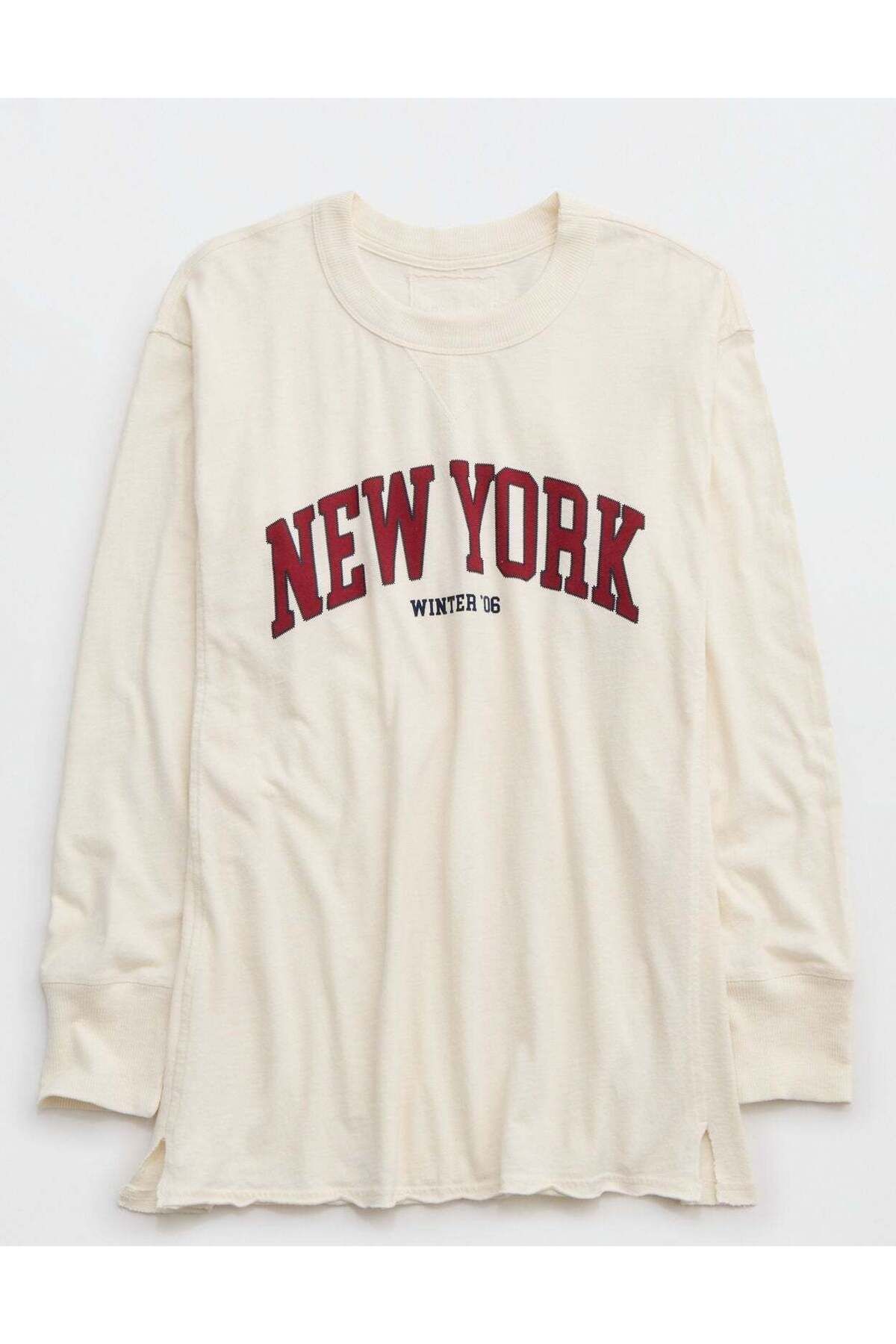 AMERICAN EAGLE-Aerie Cozy Long Sleeve Oversized Graphic Boyfriend T-Shirt 4