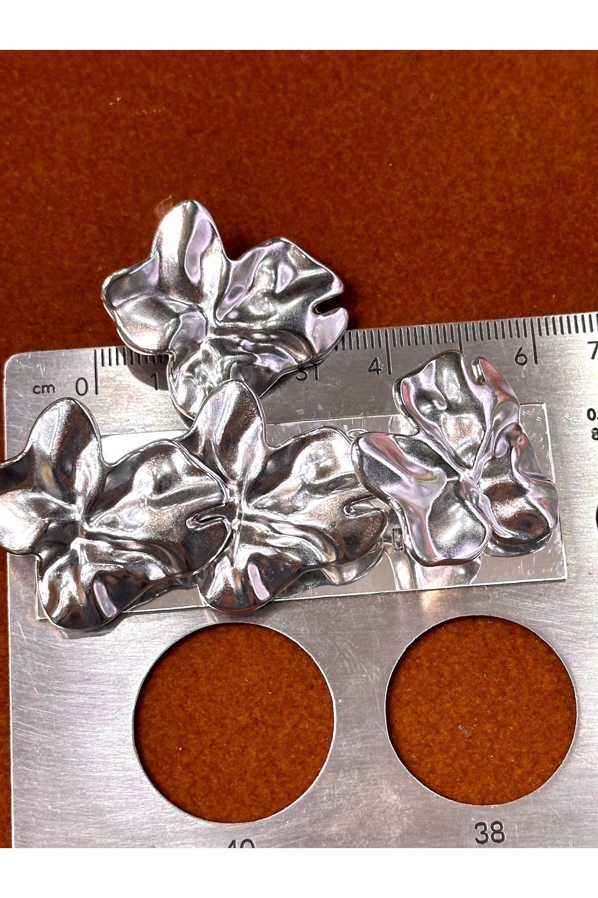 ODDA TASARIM ATÖLYESİ-Z.A.R.A Model Broken Silver Design Large Size Button Set with Leaf Pattern Top(3.2cm) 3