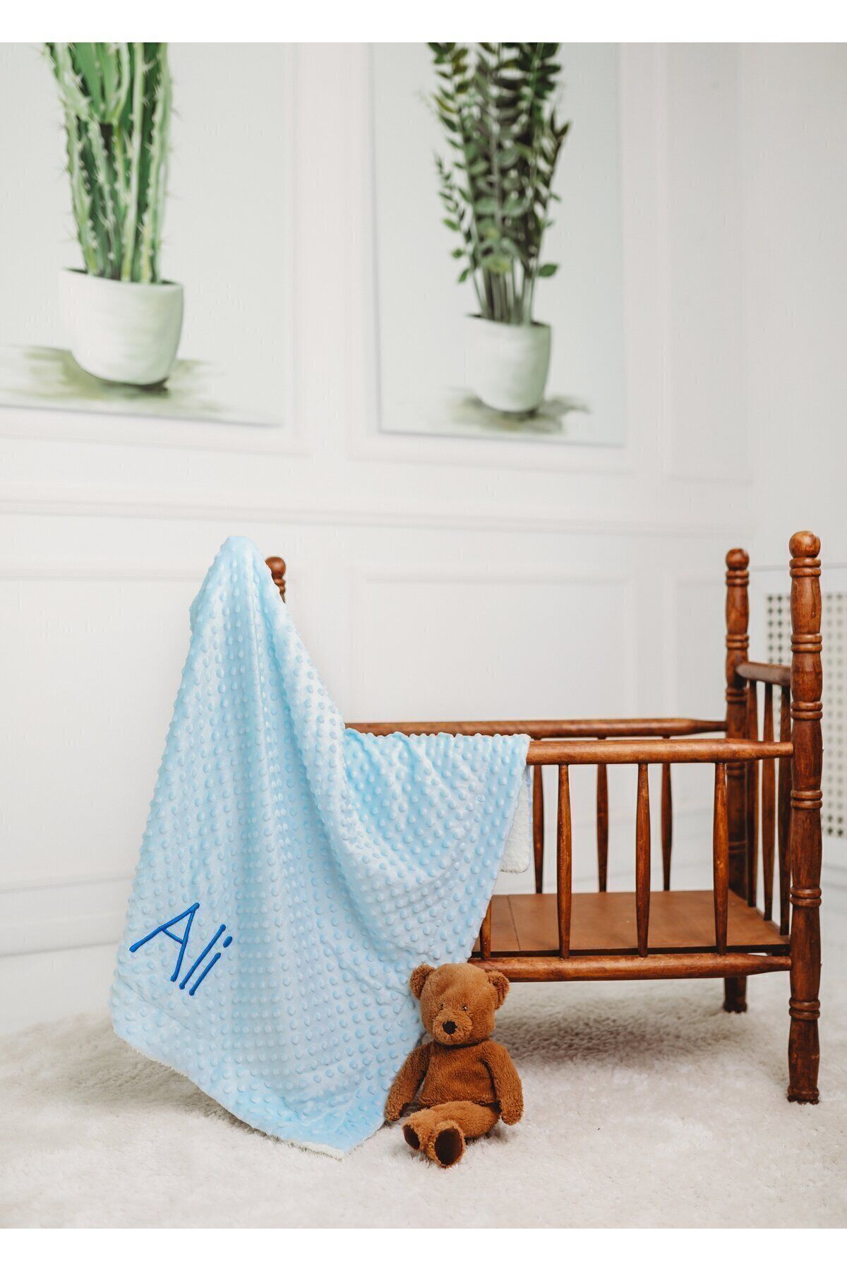 tinykiddesign Nohut Bebek Battaniyesi Mavi Nohut Bebek Hediyesi Bebek Pikesi Istediğiniz Ismi Nakışla Yazıyoruz fotoğrafı 5 (önizleme)