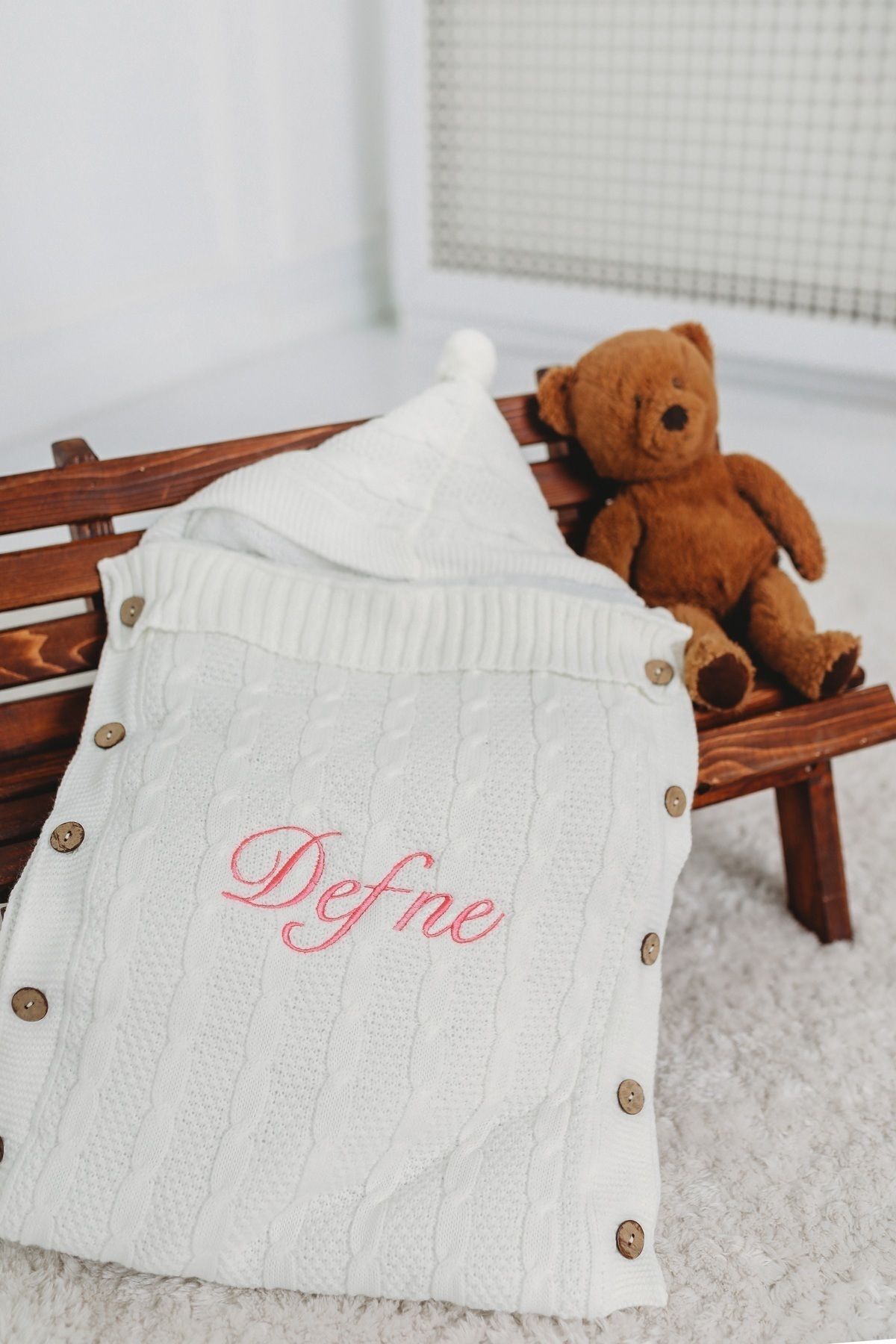 tinykiddesign Welsoft Bebek Kundağı Triko Ekru Örgülü Içi Peluş Istediğiniz Ismi Nakışla Yazıyoruz fotoğrafı 6 (önizleme)