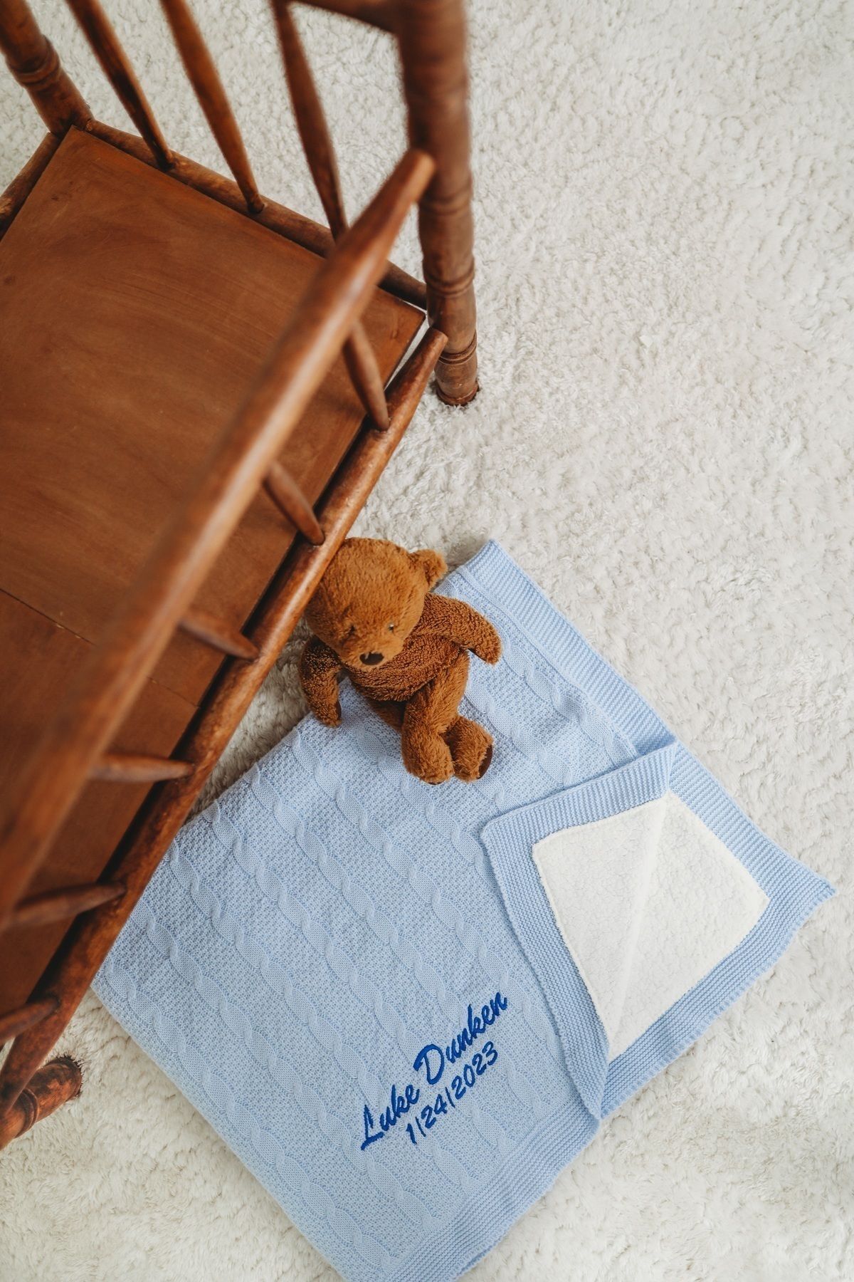 tinykiddesign Welsoft Bebek Battaniyesi Mavi Içi Peluş Istediğiniz Ismi Nakışla Yazıyoruz fotoğrafı 4 (önizleme)