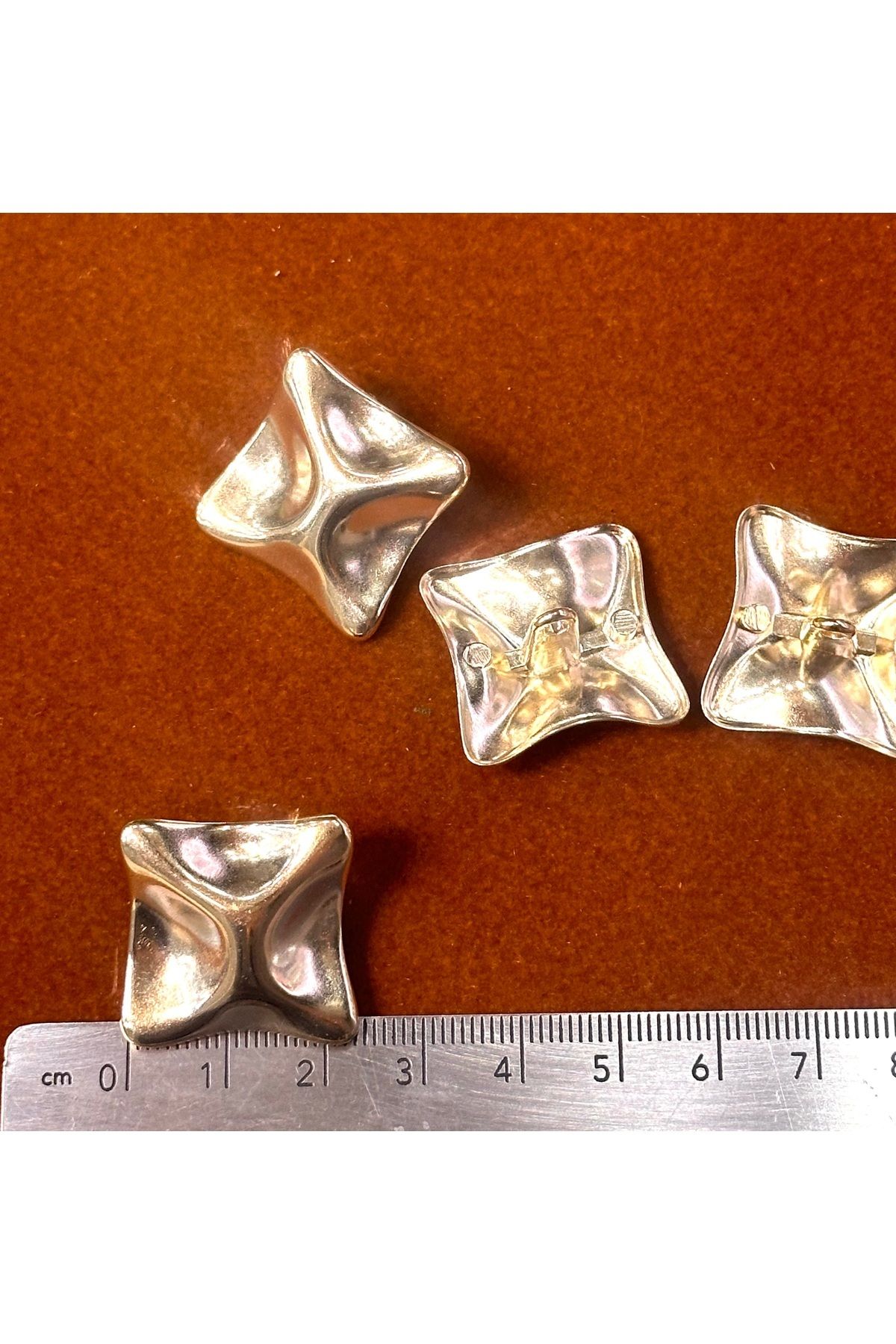 ODDA TASARIM ATÖLYESİ-Z.A.R.A Gold Color Large Button Set - Square Design, 2.3cm 3