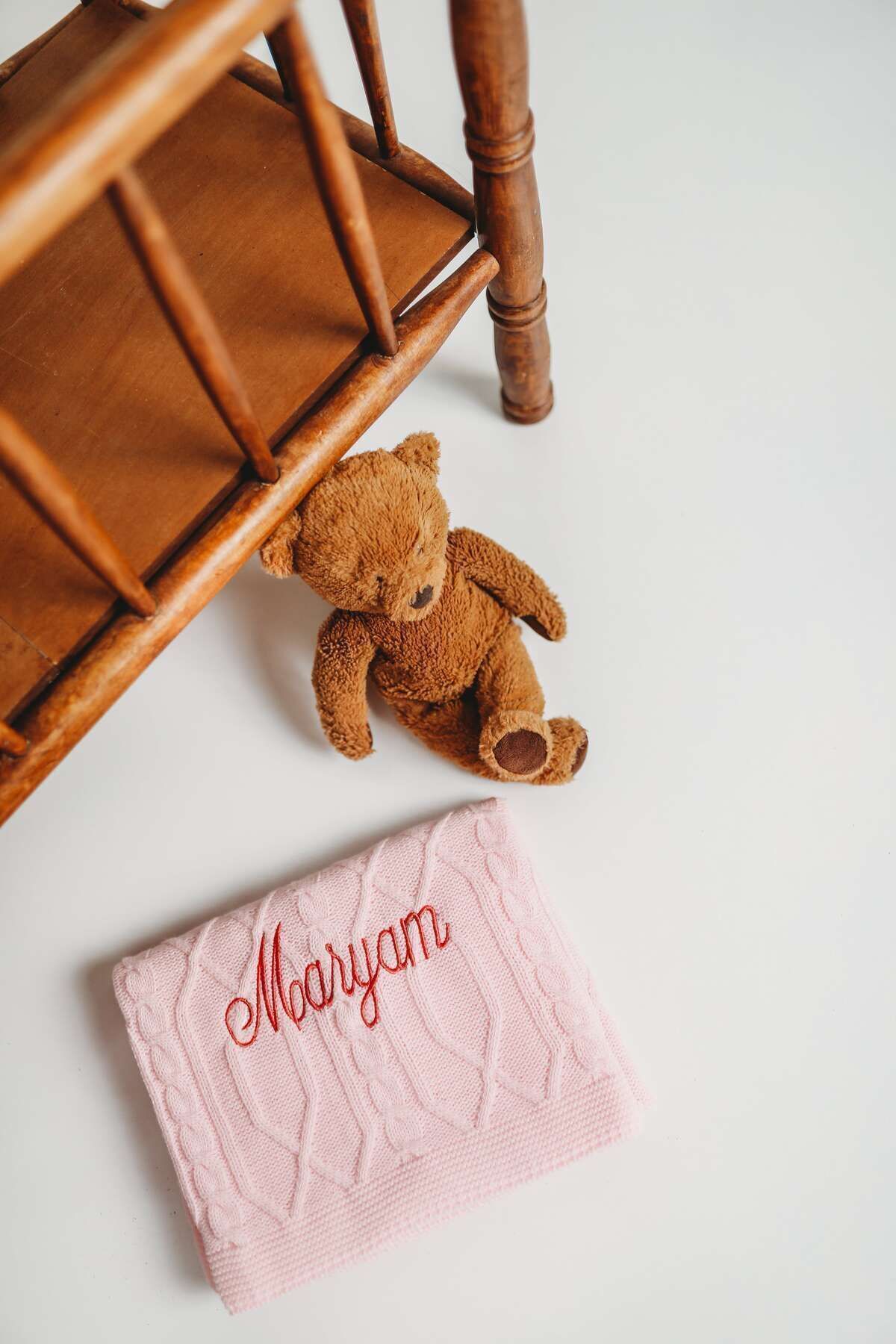 tinykiddesign Bebek Battaniyesi Desenli Triko Örgülü Pembe Bebek Hediyesi Istediğiniz Ismi Nakışla Yazıyoruz fotoğrafı 4 (önizleme)