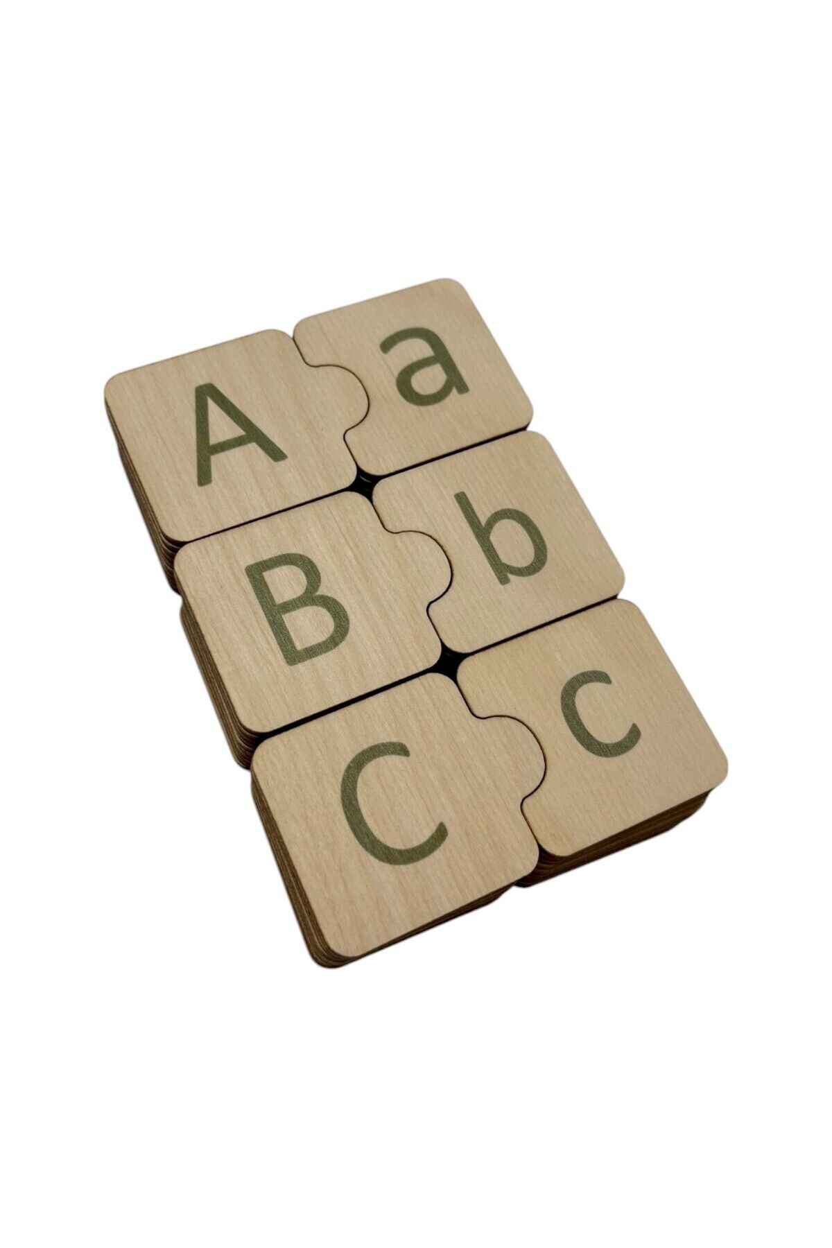 Mind of Toys Türkçe Alfabe Eşleme, Yeşil, 29 Harf, Ahşap Alfabe Puzzle, Montessori Büyük Küçük Harf Bulmaca Oyunu