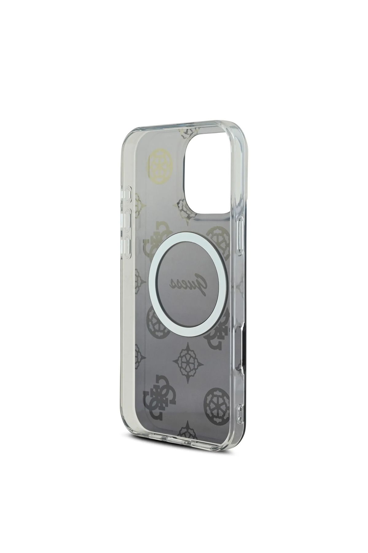 CG Mobile-Guess Magsafe Iml Gradient Hard Case With Peony Pattern For iPhone 16 Pro - Black 5