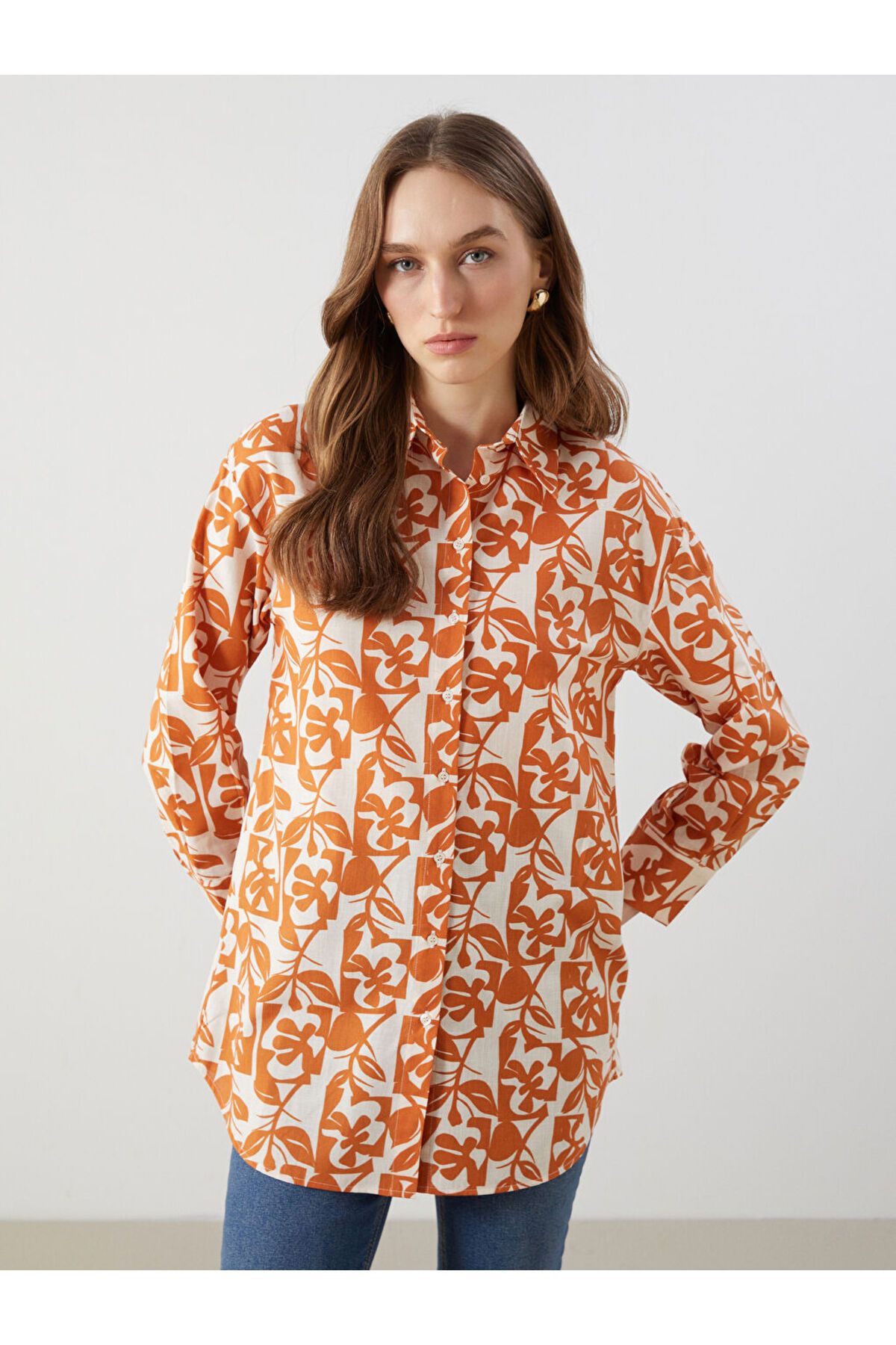 LC Waikiki Yeni Sezon Desenli Oversize Kadin Gomlek Tunik - S5FE26Z8