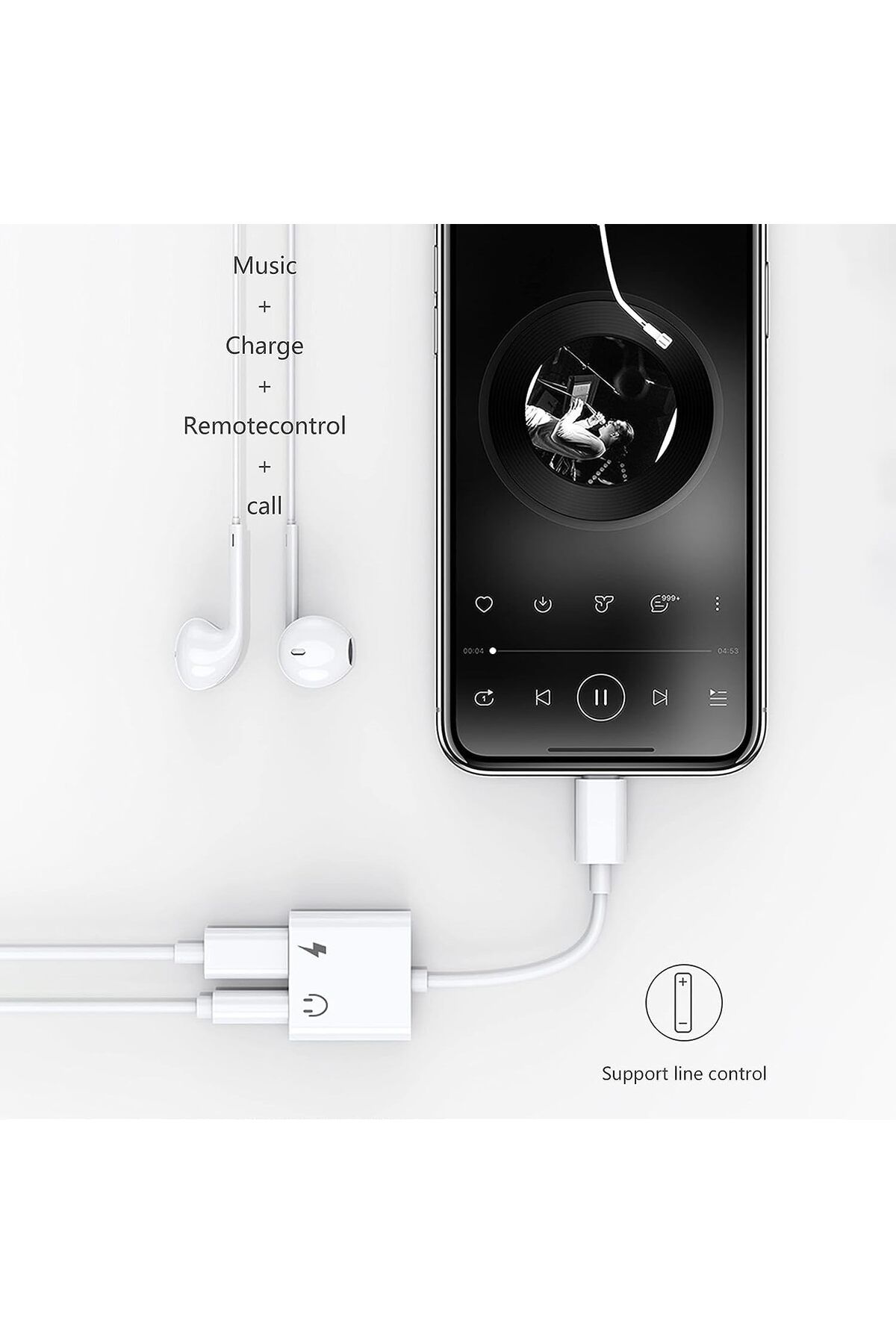 COOYA-Headphone Adapter for iPhone,2 in 1 Lightning to 3.5mm Audio Dongle Accessory,for All iOS System 3