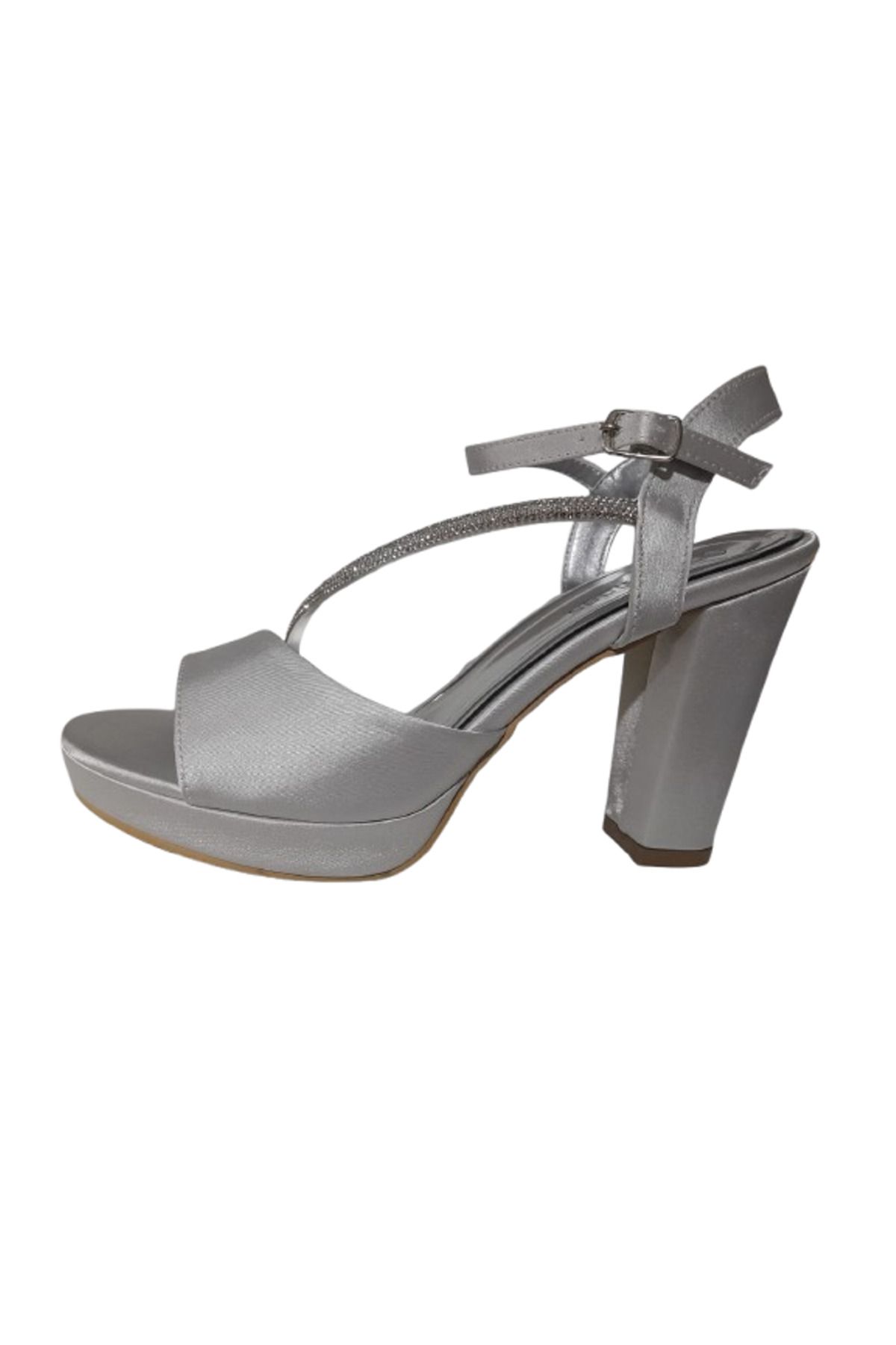 erbay shoes-Women's Platform Silver Rhinestone Satin Single Strap Sandals Shoes Erbayyy210 2