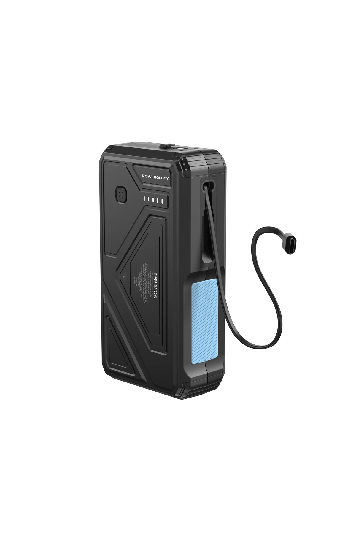 Powerology-27000Mah Power Bank With Led Built-In Retractable Type-C Cable 15W Wireless Ch 7