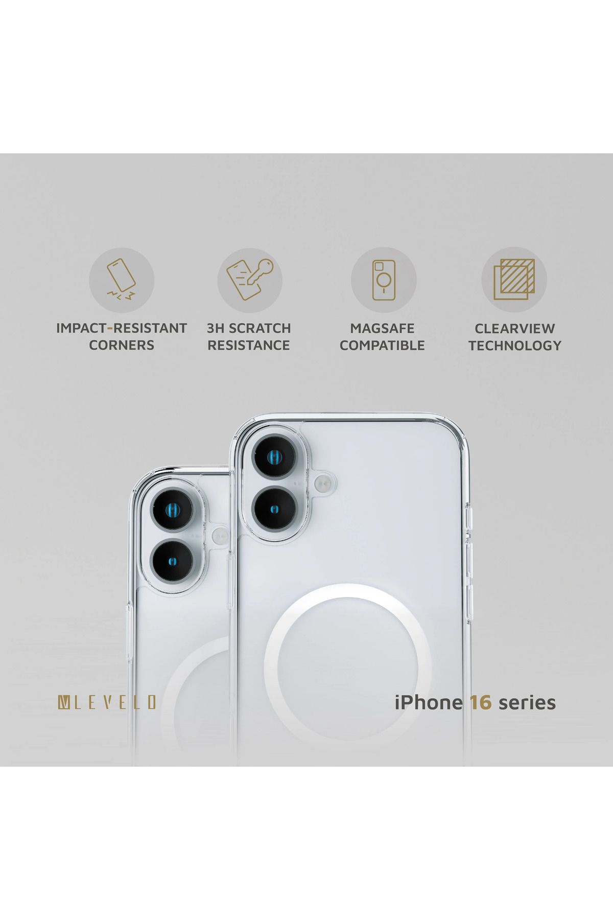 Levelo-جراب ماج سيف كلارا شفاف لهاتف آيفون 16 بلس - شفاف 8