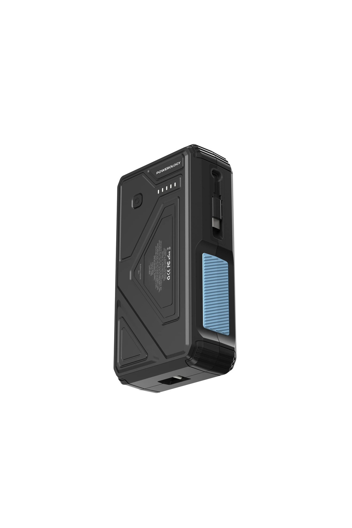 Powerology-27000Mah Power Bank With Led Built-In Retractable Type-C Cable 15W Wireless Ch 3