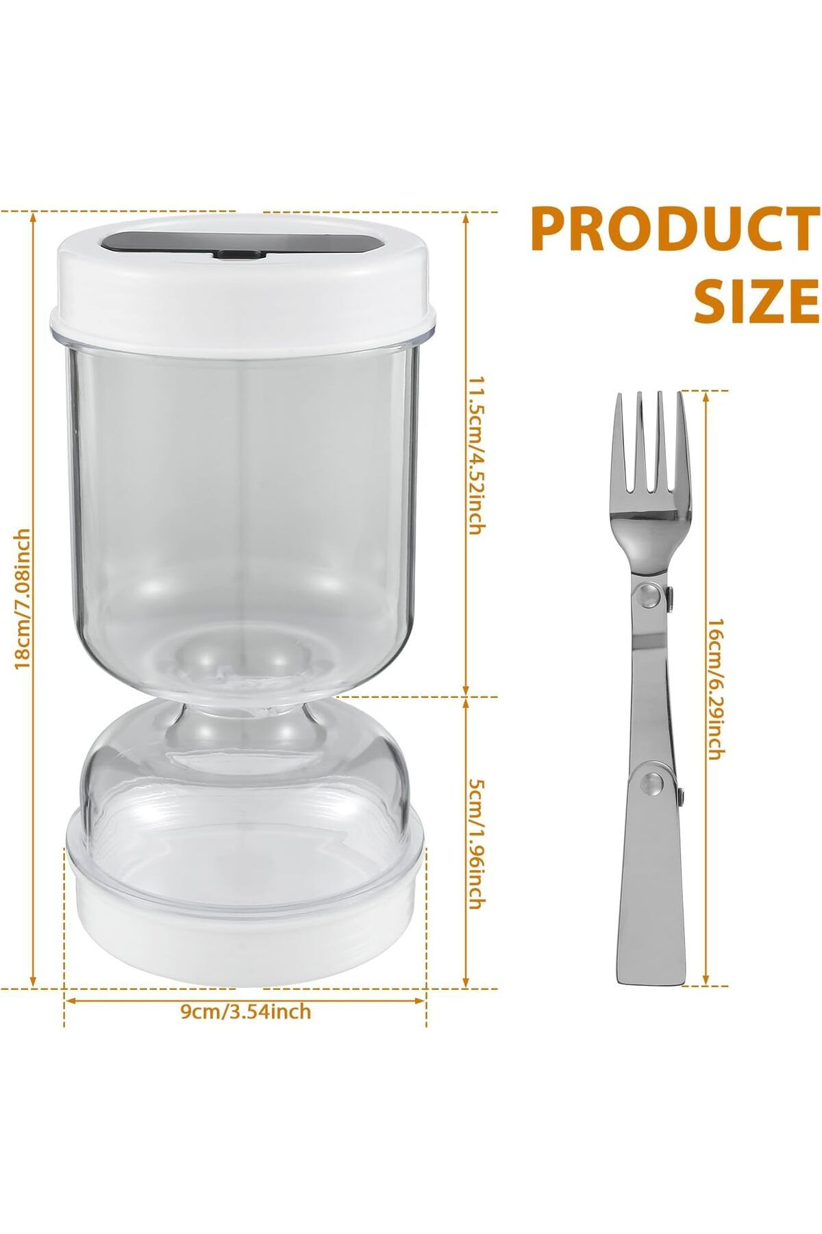 COOYA-Pickle Container,with Strainer, Wet And Dry Separation Pickle and Olive Jar,with Fork Leakproof 2